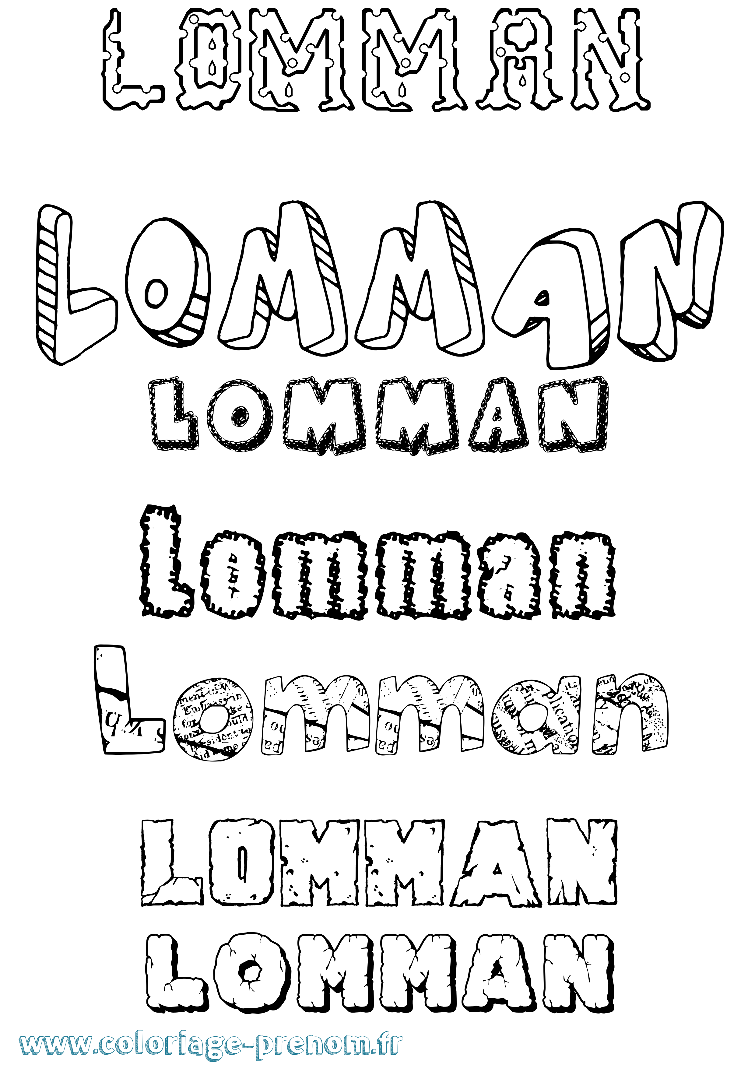 Coloriage Lommán Destructuré Coloriage prénom Lommán Destructuré