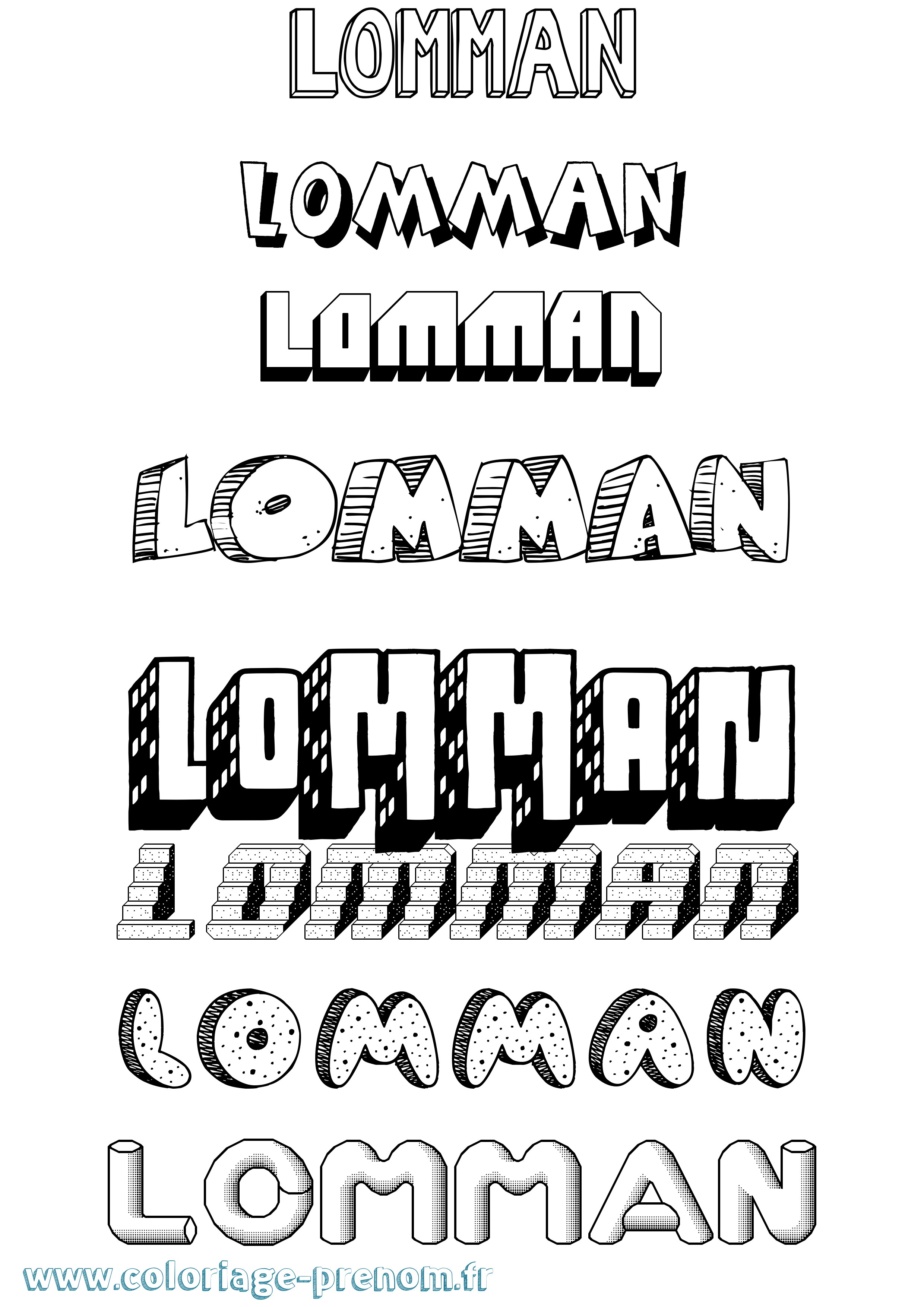 Coloriage Lommán Effet 3D Coloriage prénom Lommán Effet 3D