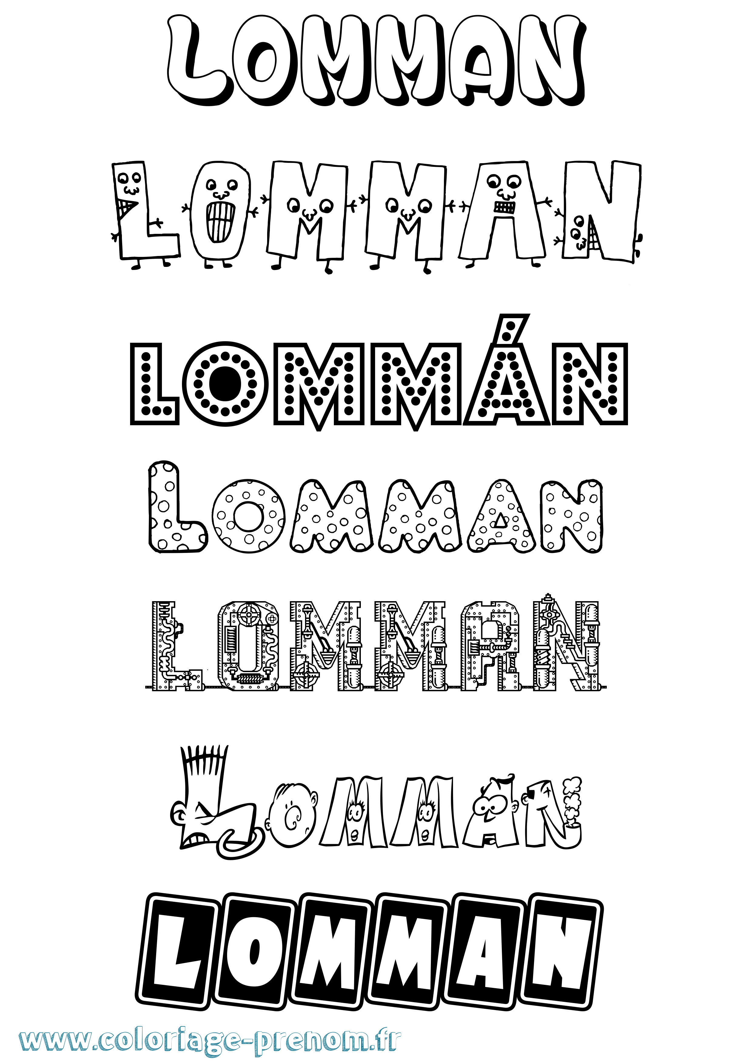 Coloriage Lommán Fun Coloriage prénom Lommán Fun