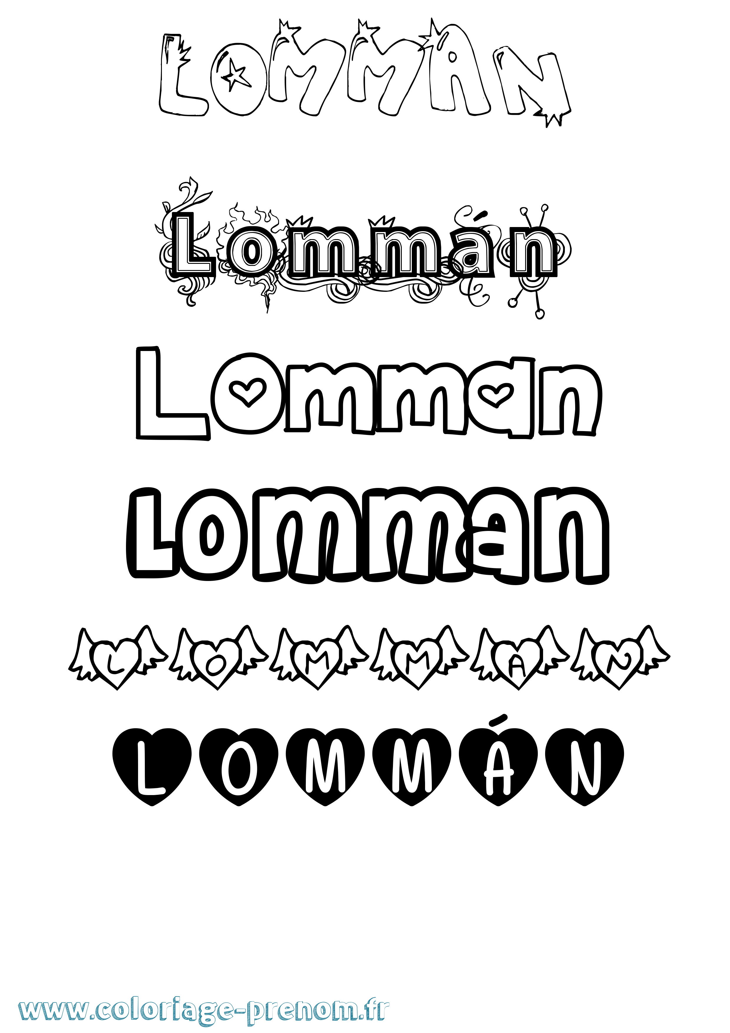 Coloriage Lommán Girly Coloriage prénom Lommán Girly
