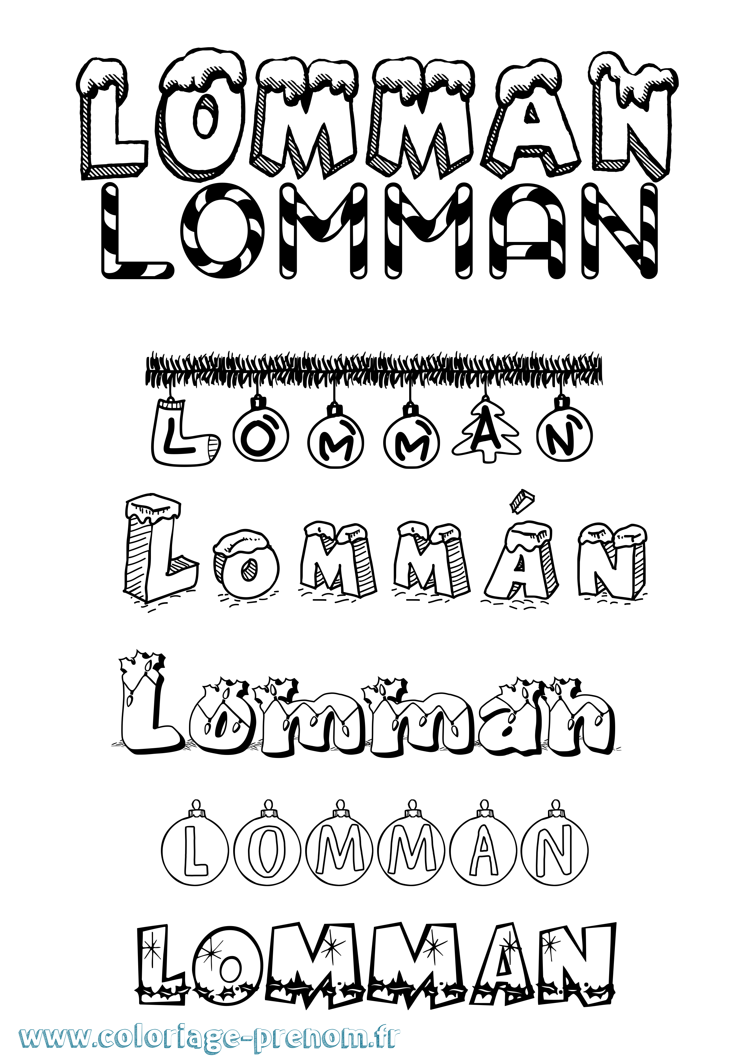 Coloriage Lommán Noël Coloriage prénom Lommán Noël