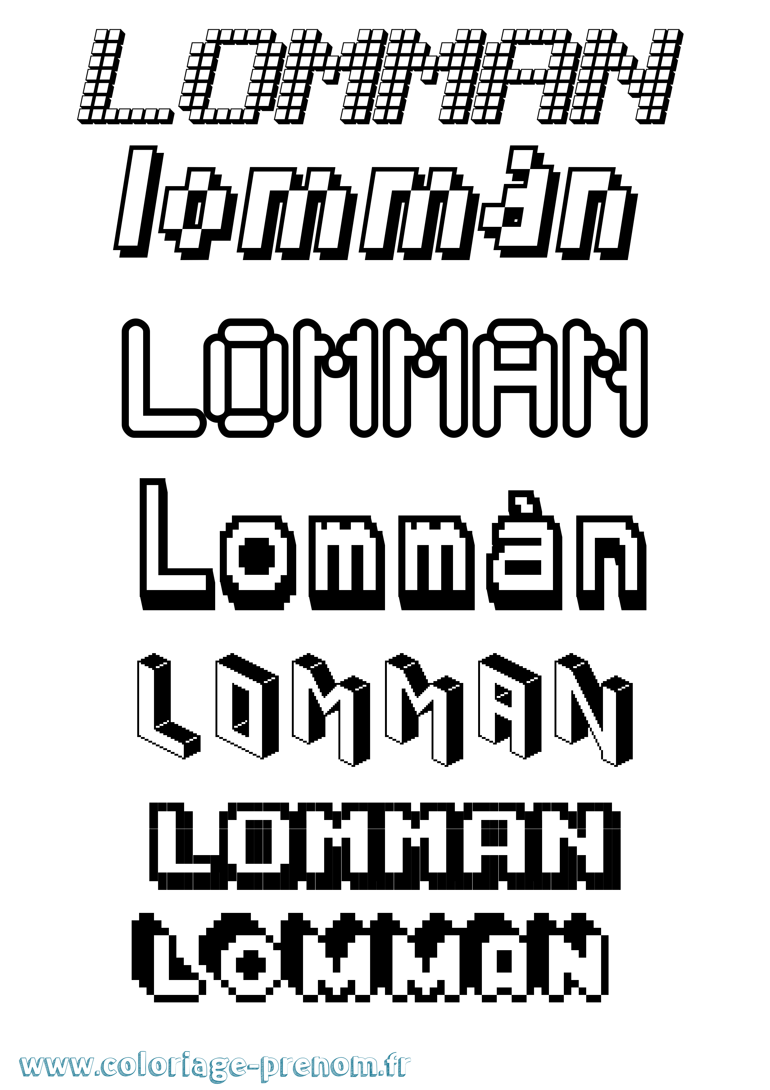 Coloriage Lommán Pixel Coloriage prénom Lommán Pixel