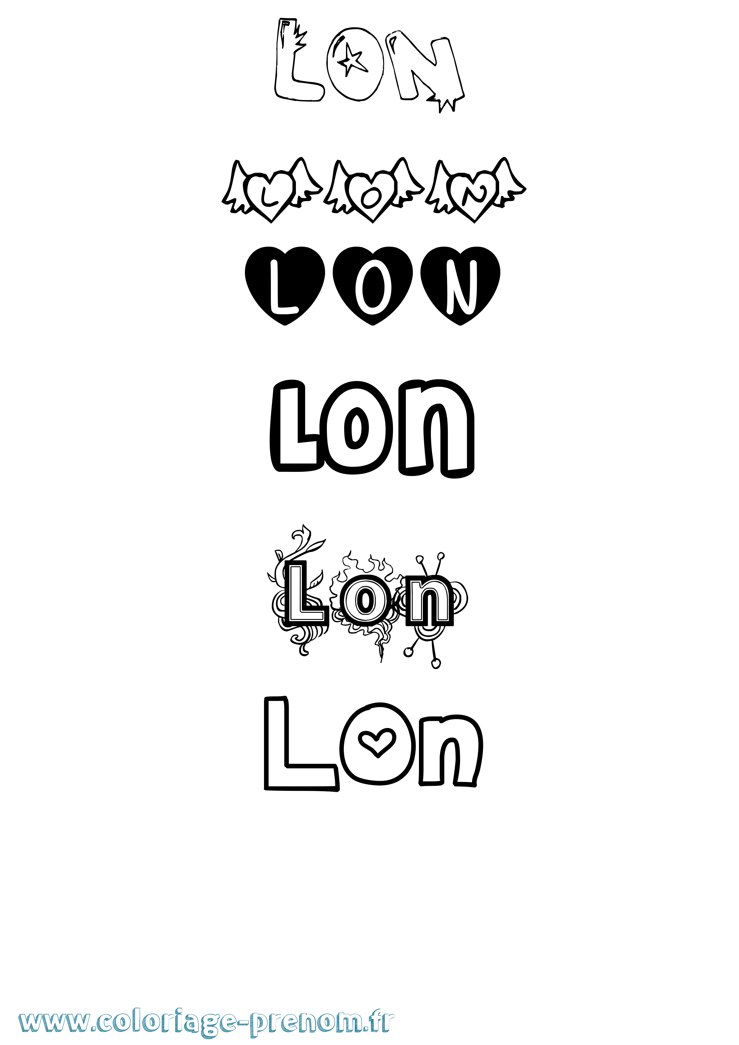 Coloriage Lon Girly Coloriage prénom Lon Girly