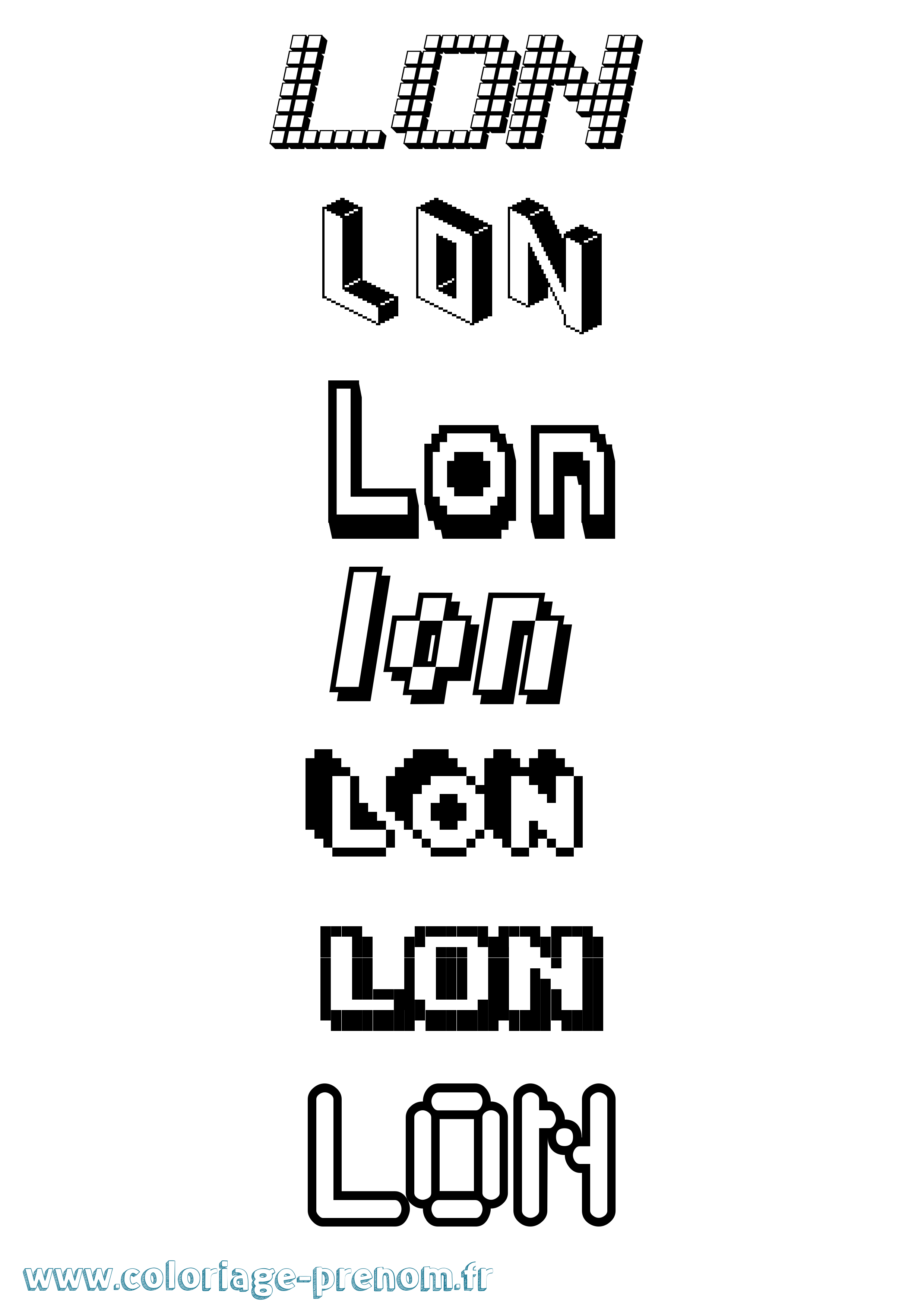 Coloriage Lon Pixel Coloriage prénom Lon Pixel
