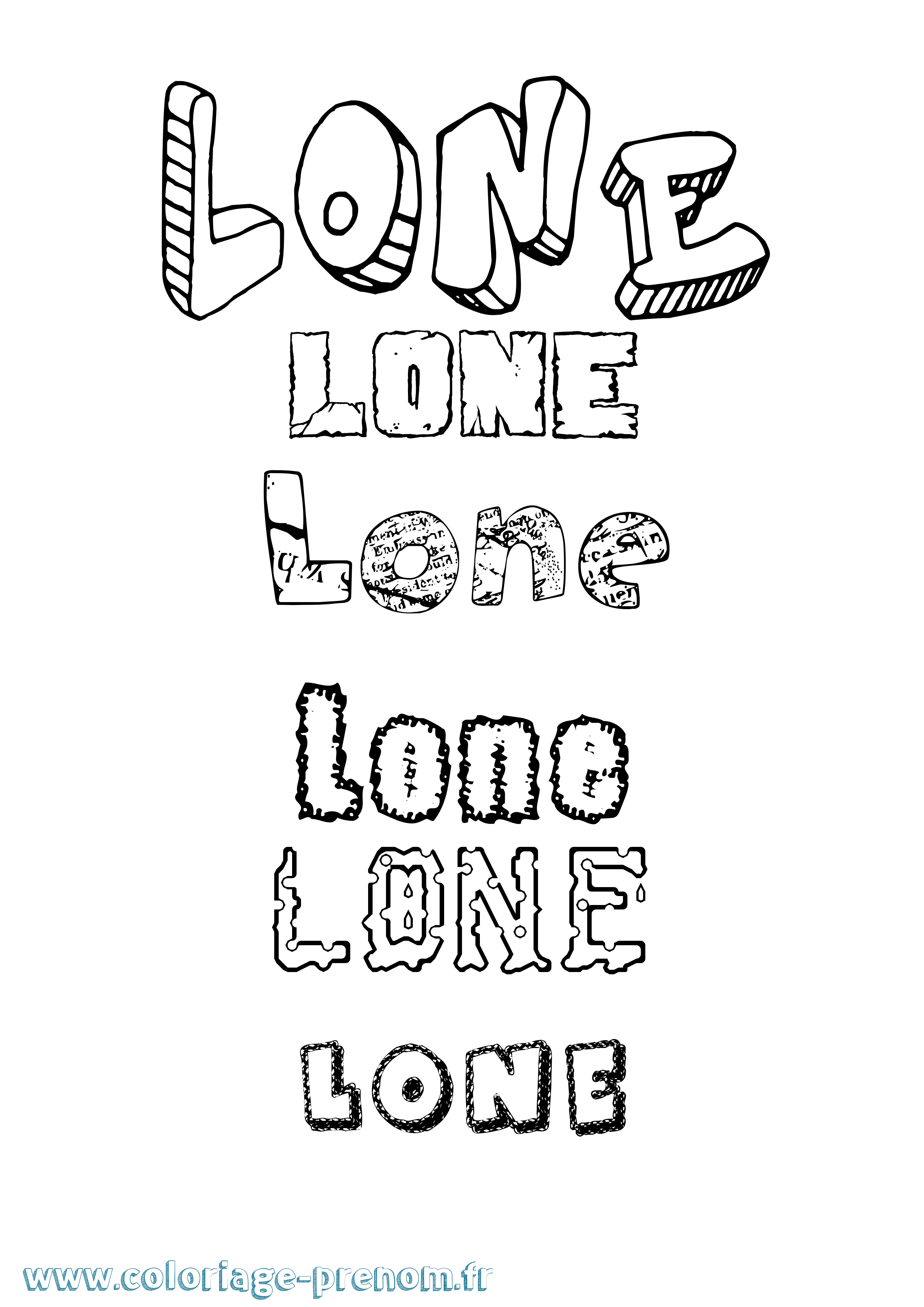 Coloriage Lone Destructuré Coloriage prénom Lone Destructuré