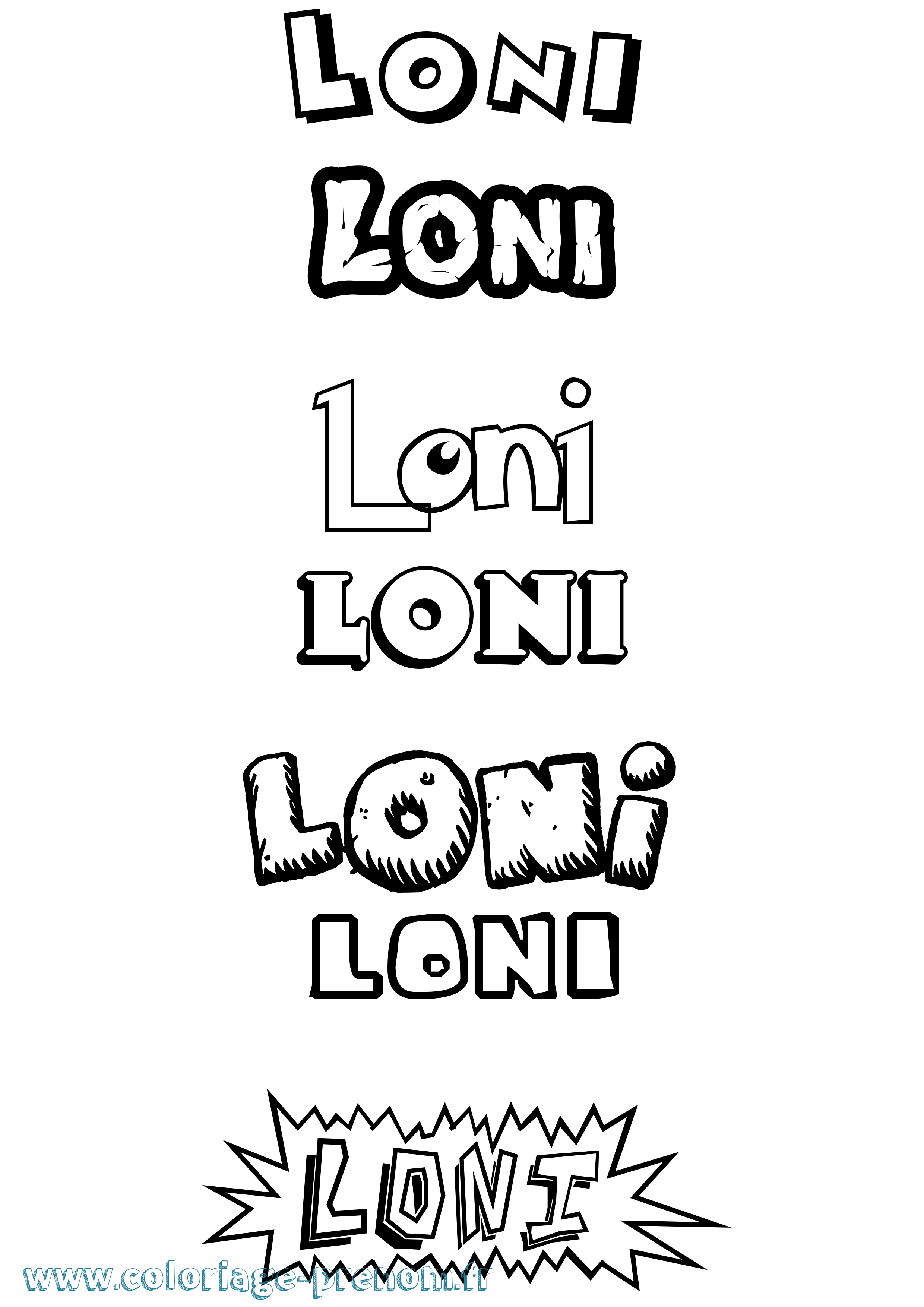 Coloriage Loni Dessin Animé Coloriage prénom Loni Dessin Animé