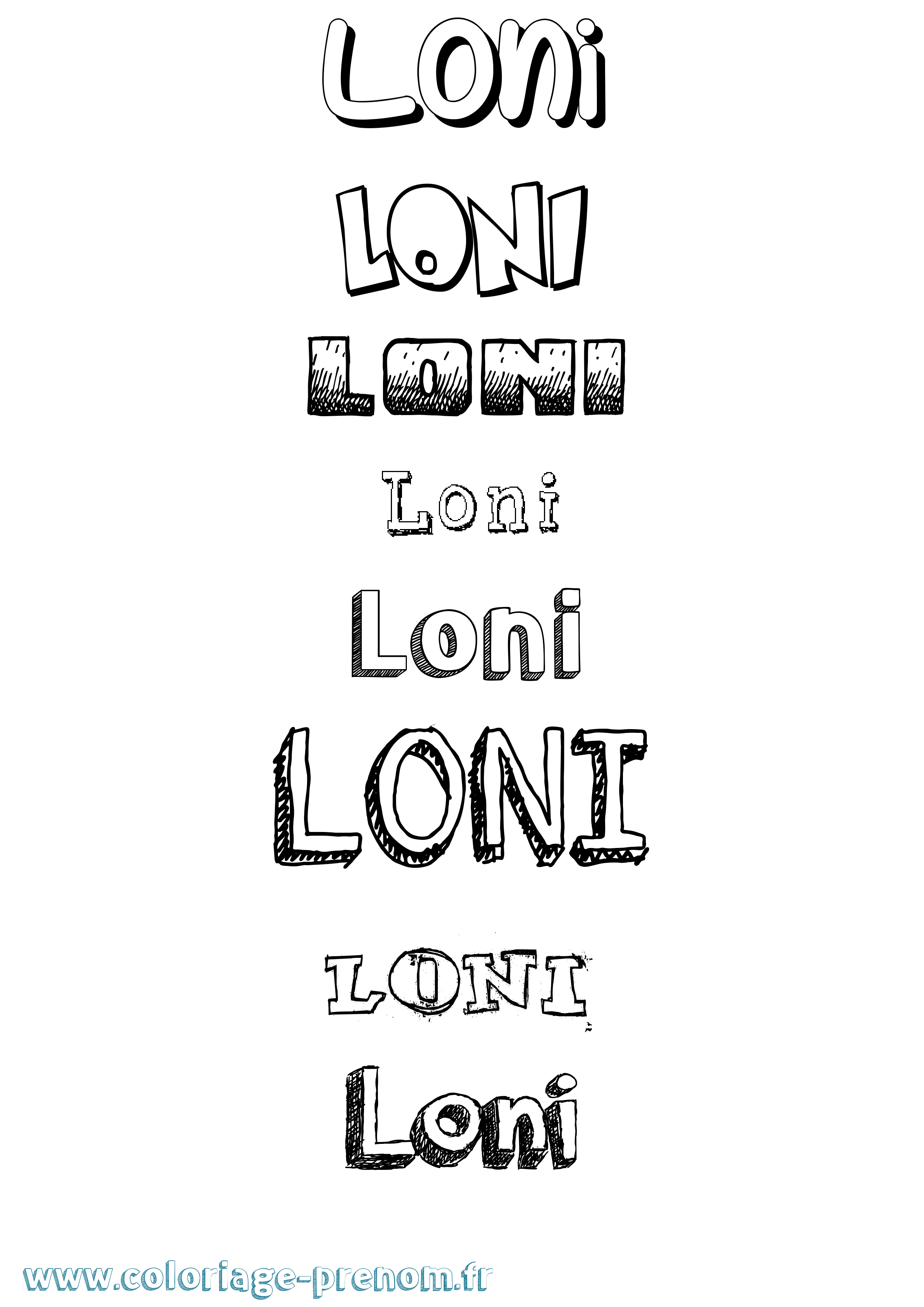 Coloriage Loni Dessiné Coloriage prénom Loni Dessiné