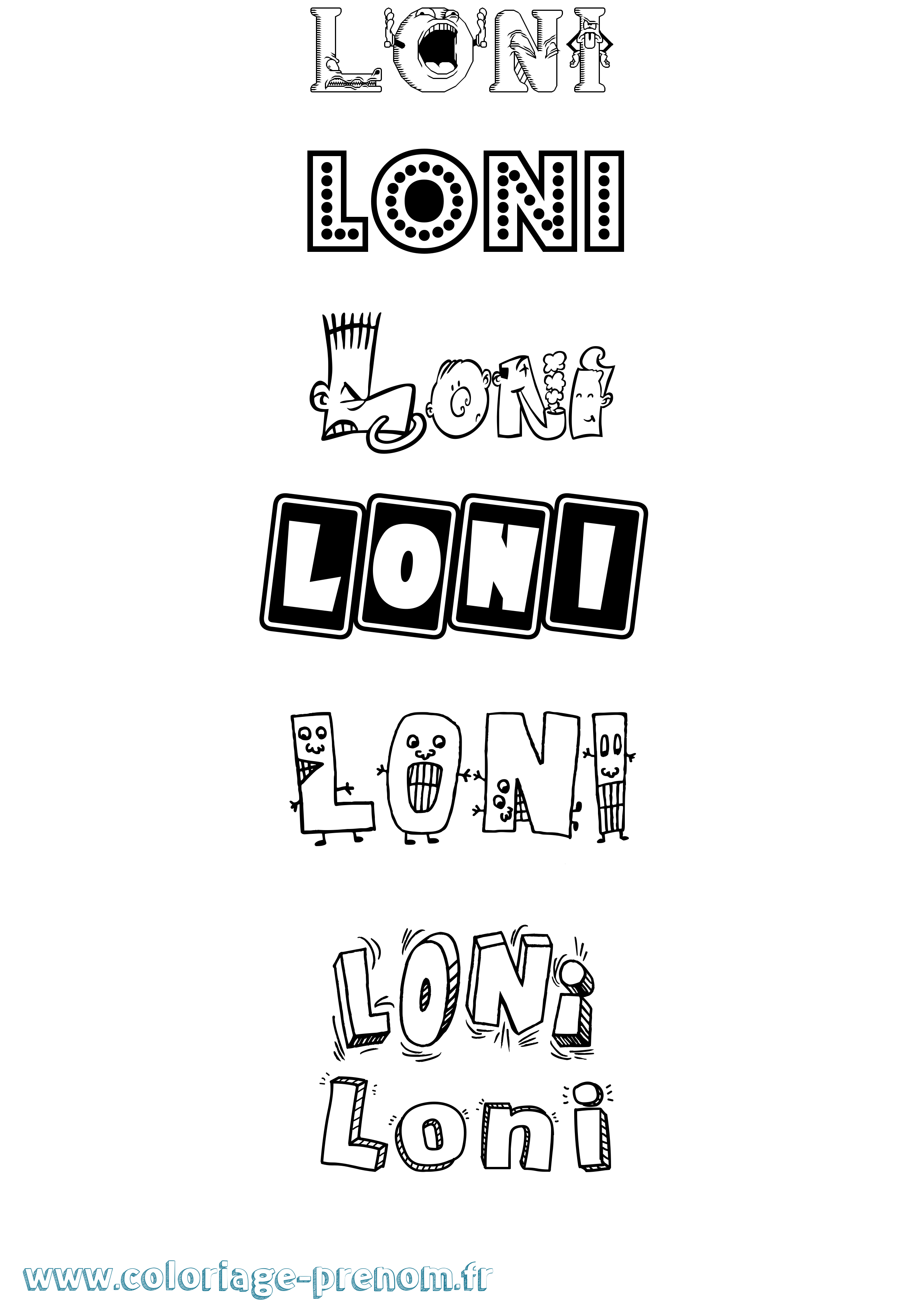 Coloriage Loni Fun Coloriage prénom Loni Fun