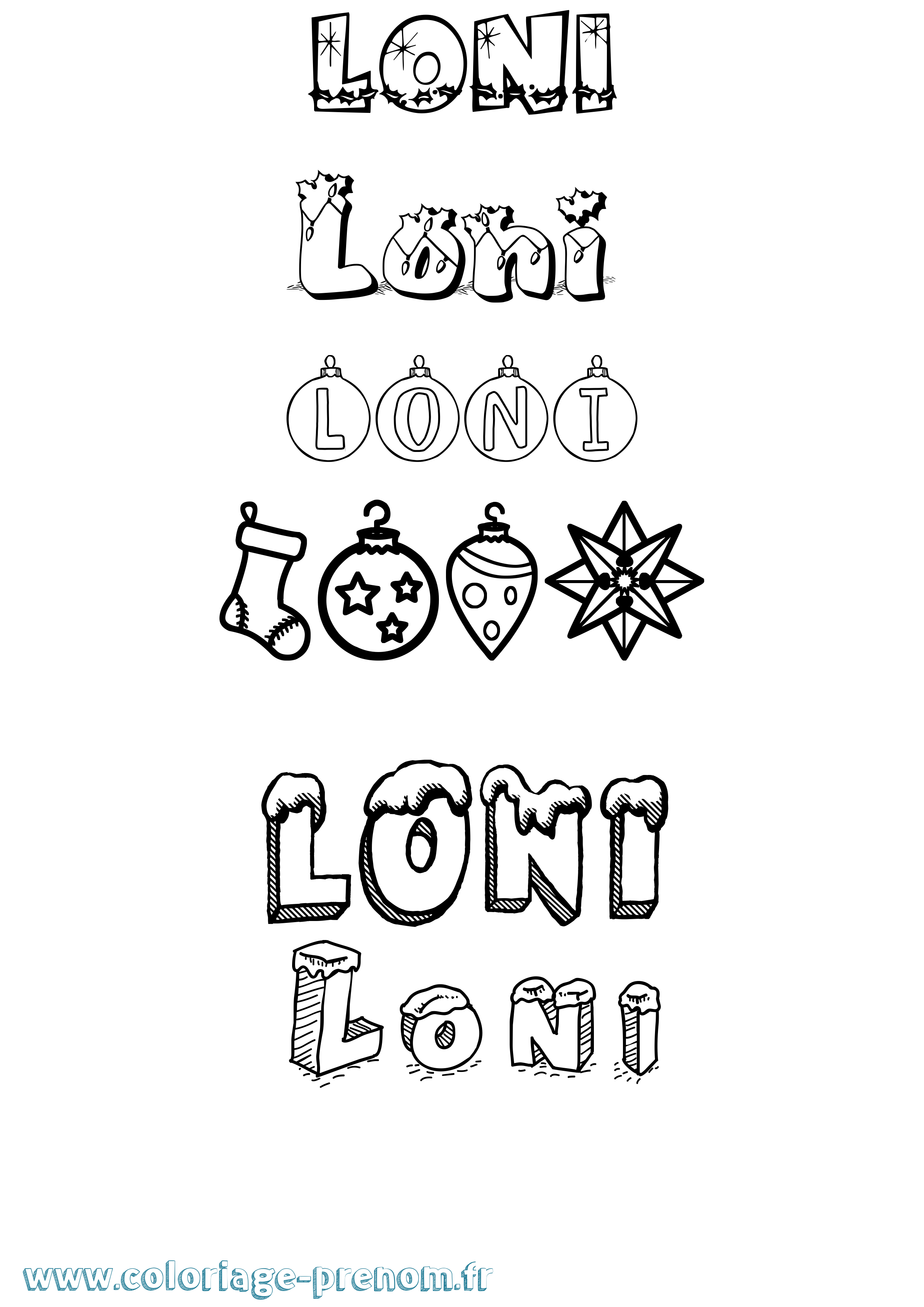 Coloriage Loni Noël Coloriage prénom Loni Noël