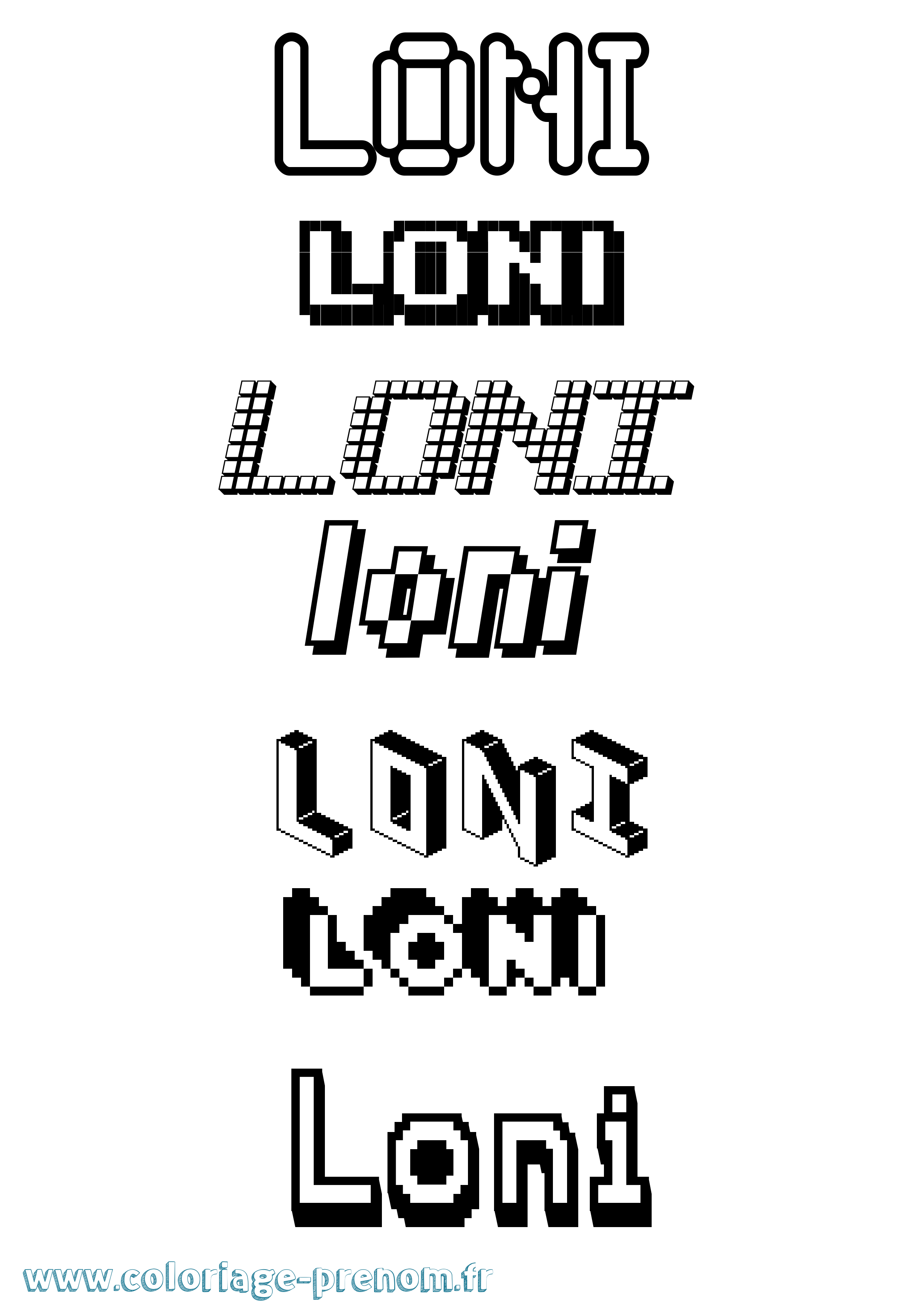 Coloriage Loni Pixel Coloriage prénom Loni Pixel