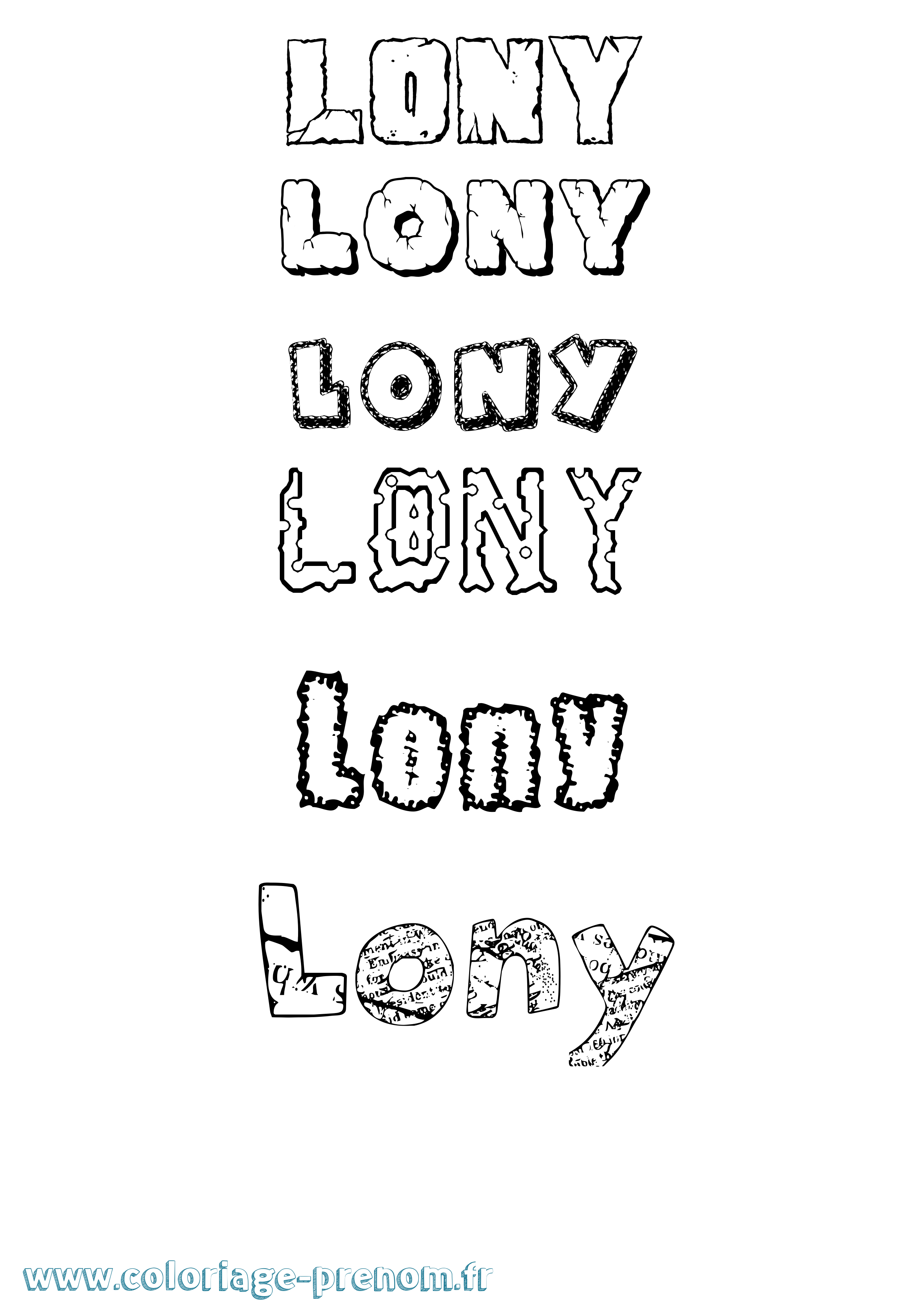 Coloriage Lony Destructuré Coloriage prénom Lony Destructuré