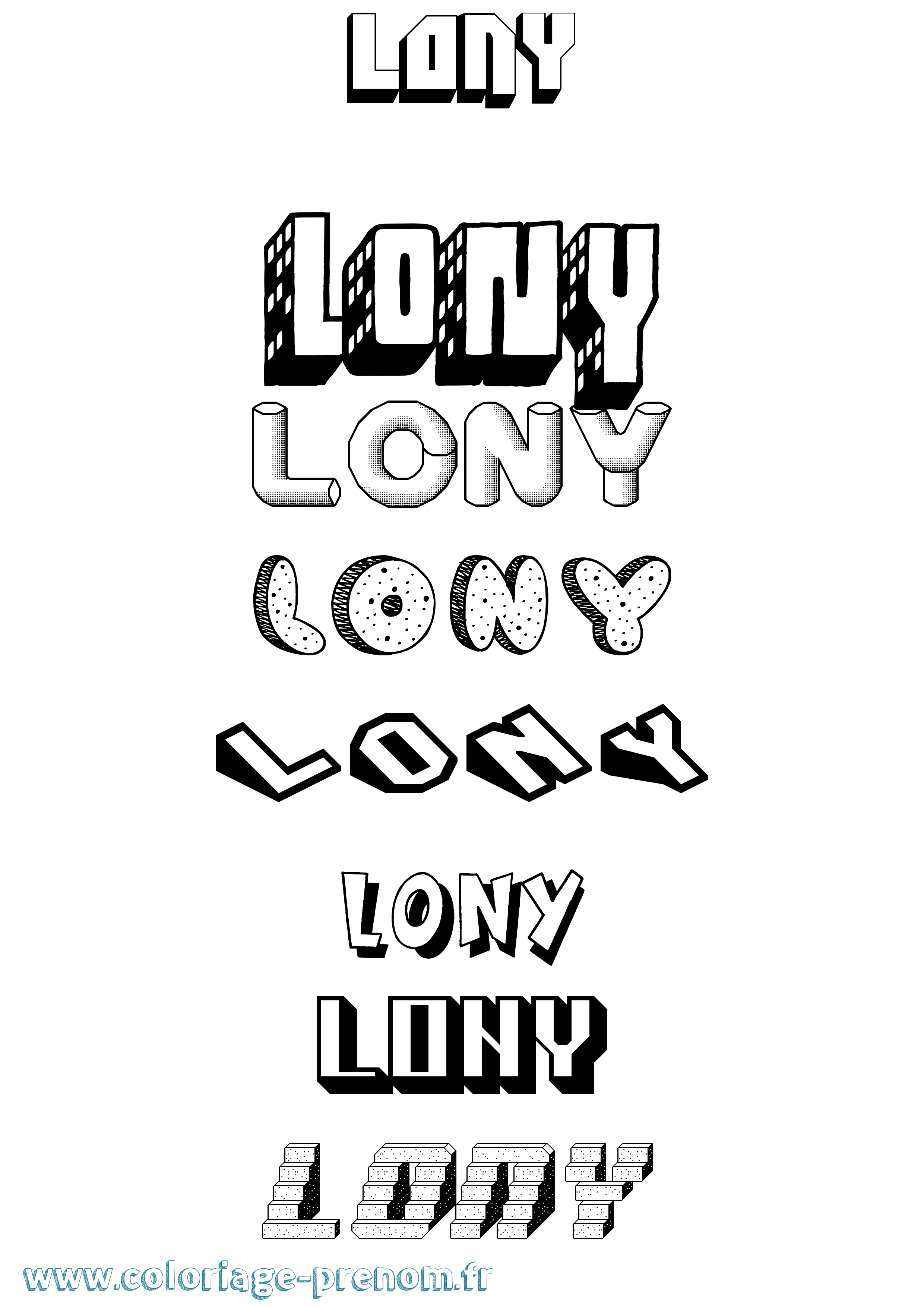 Coloriage Lony Effet 3D Coloriage prénom Lony Effet 3D