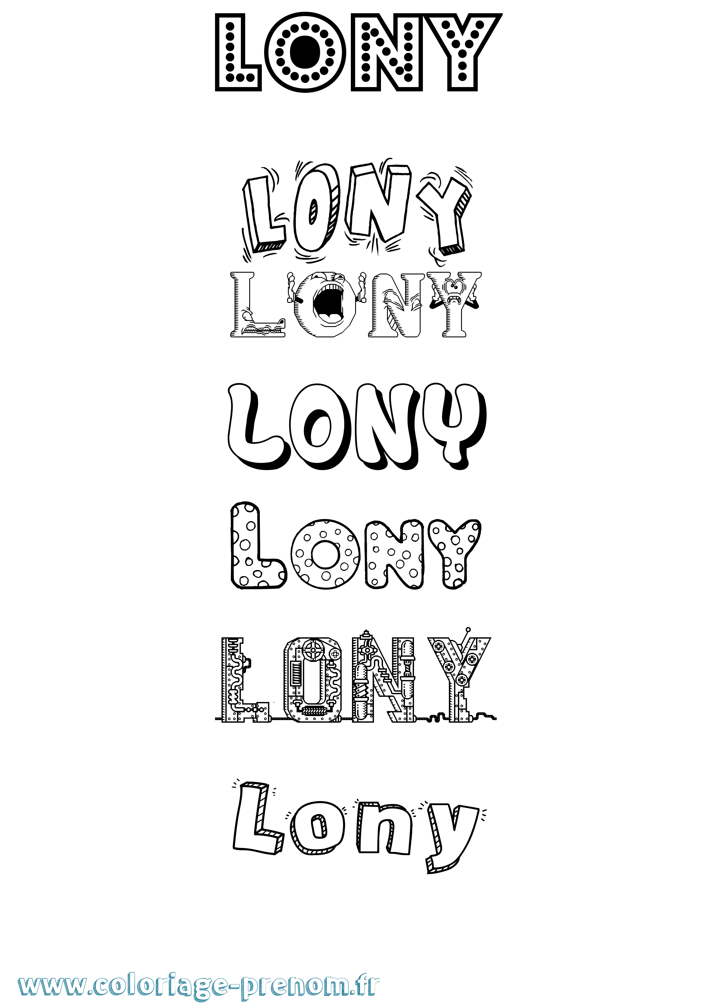 Coloriage Lony Fun Coloriage prénom Lony Fun