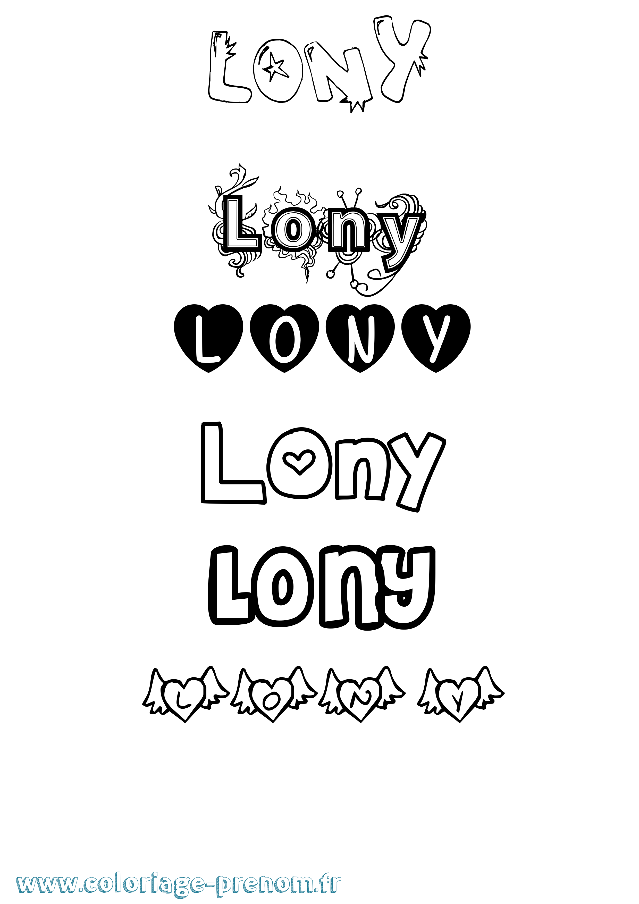 Coloriage Lony Girly Coloriage prénom Lony Girly
