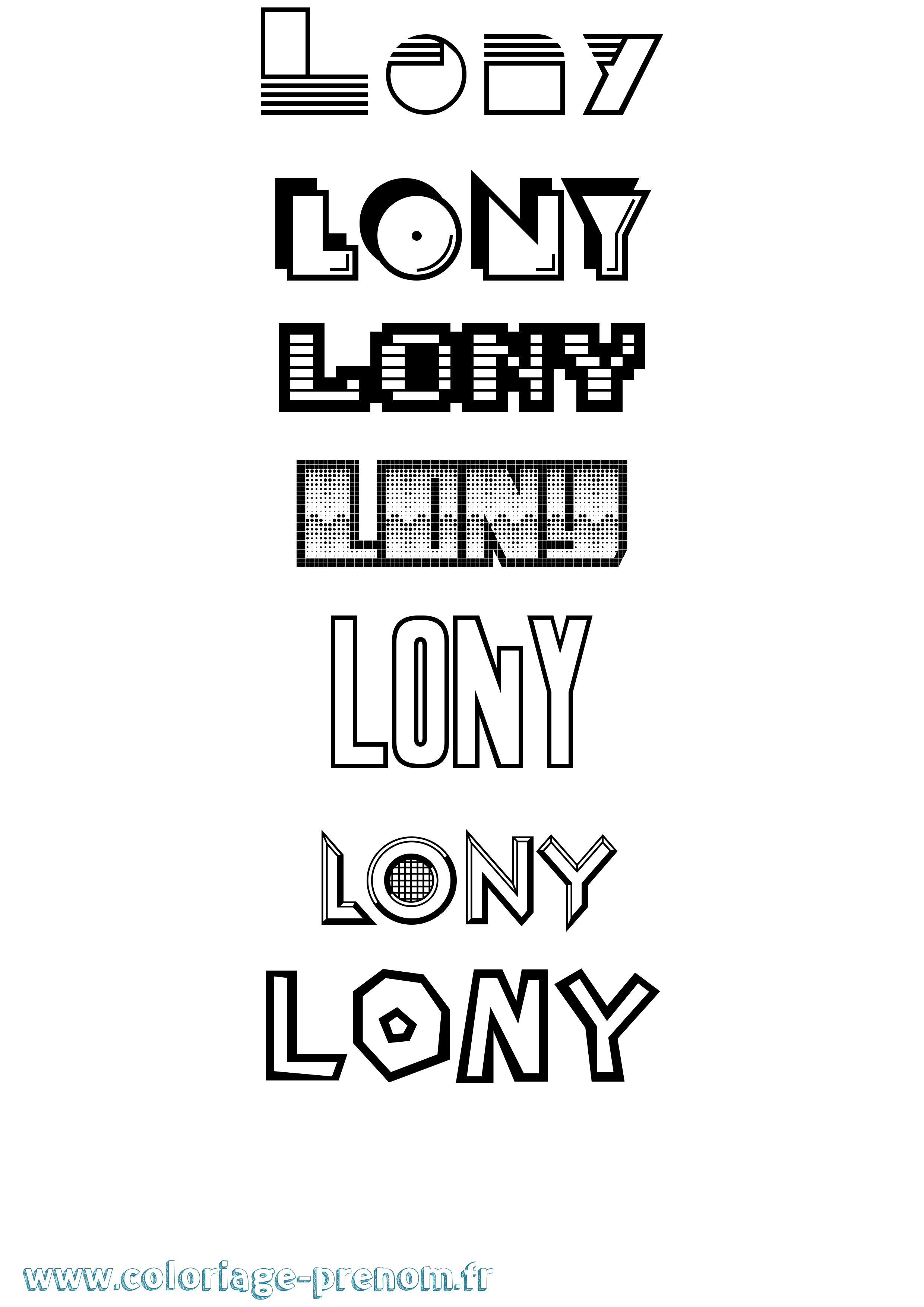 Coloriage Lony Jeux Vidéos Coloriage prénom Lony Jeux Vidéos
