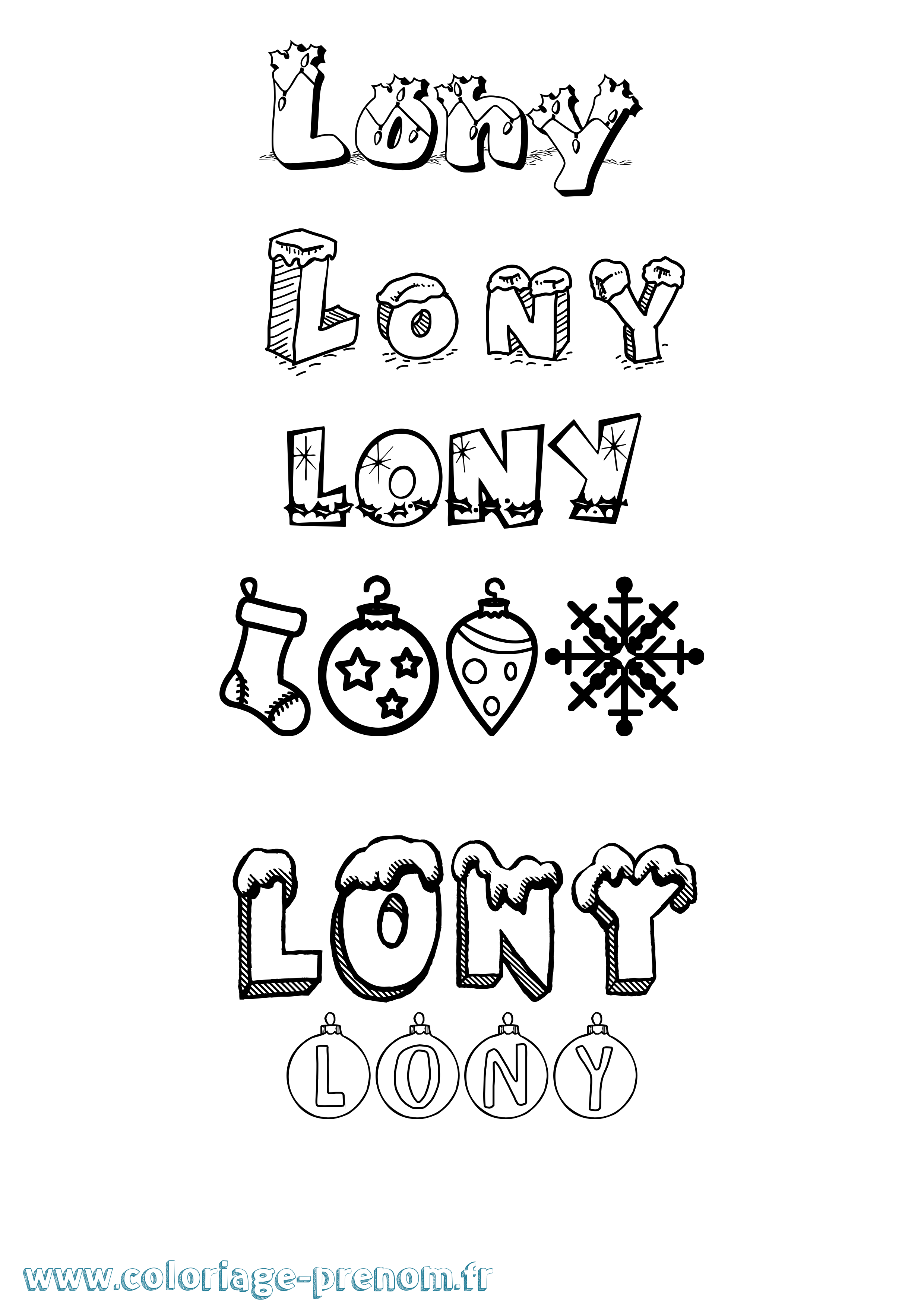 Coloriage Lony Noël Coloriage prénom Lony Noël