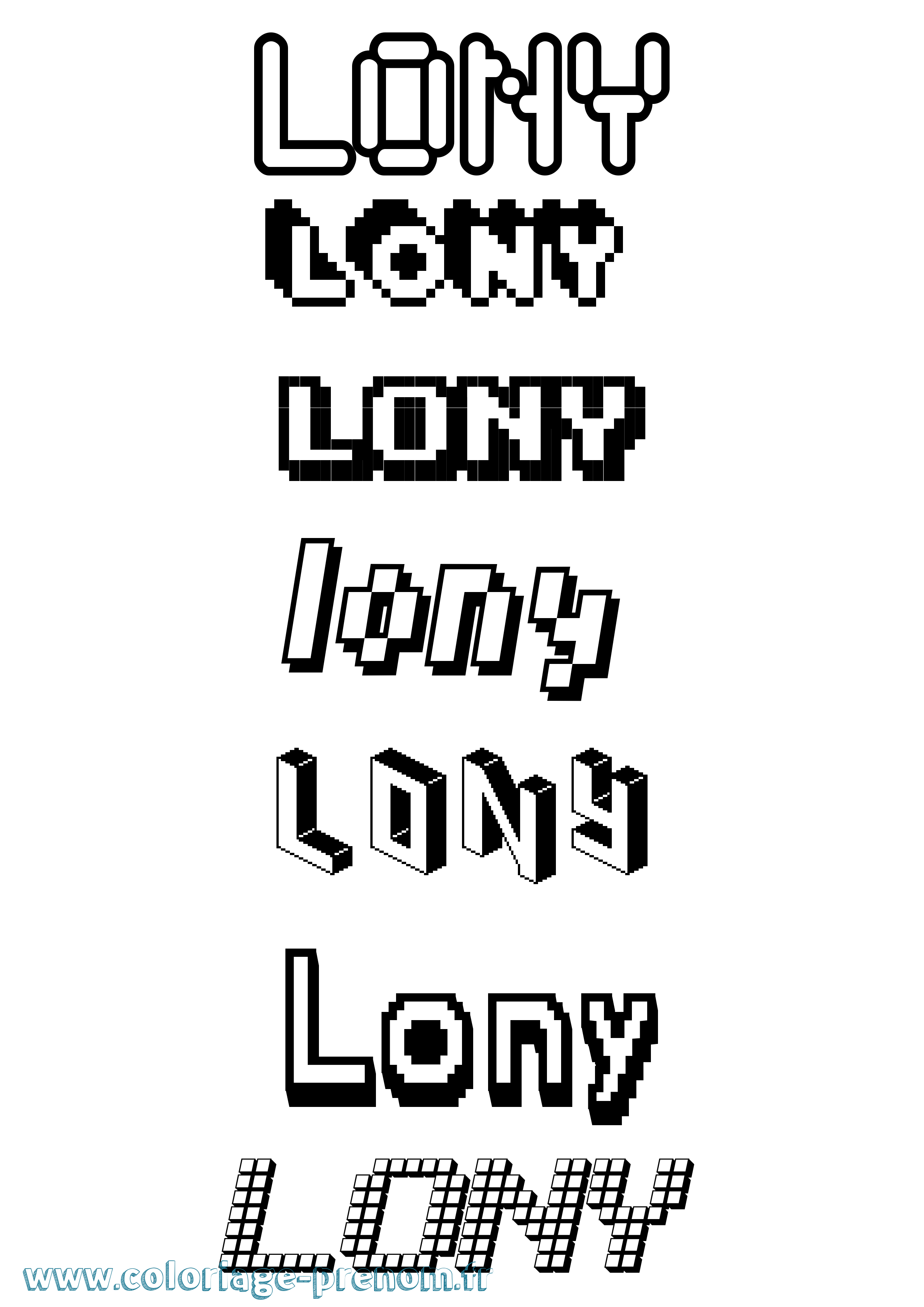 Coloriage Lony Pixel Coloriage prénom Lony Pixel