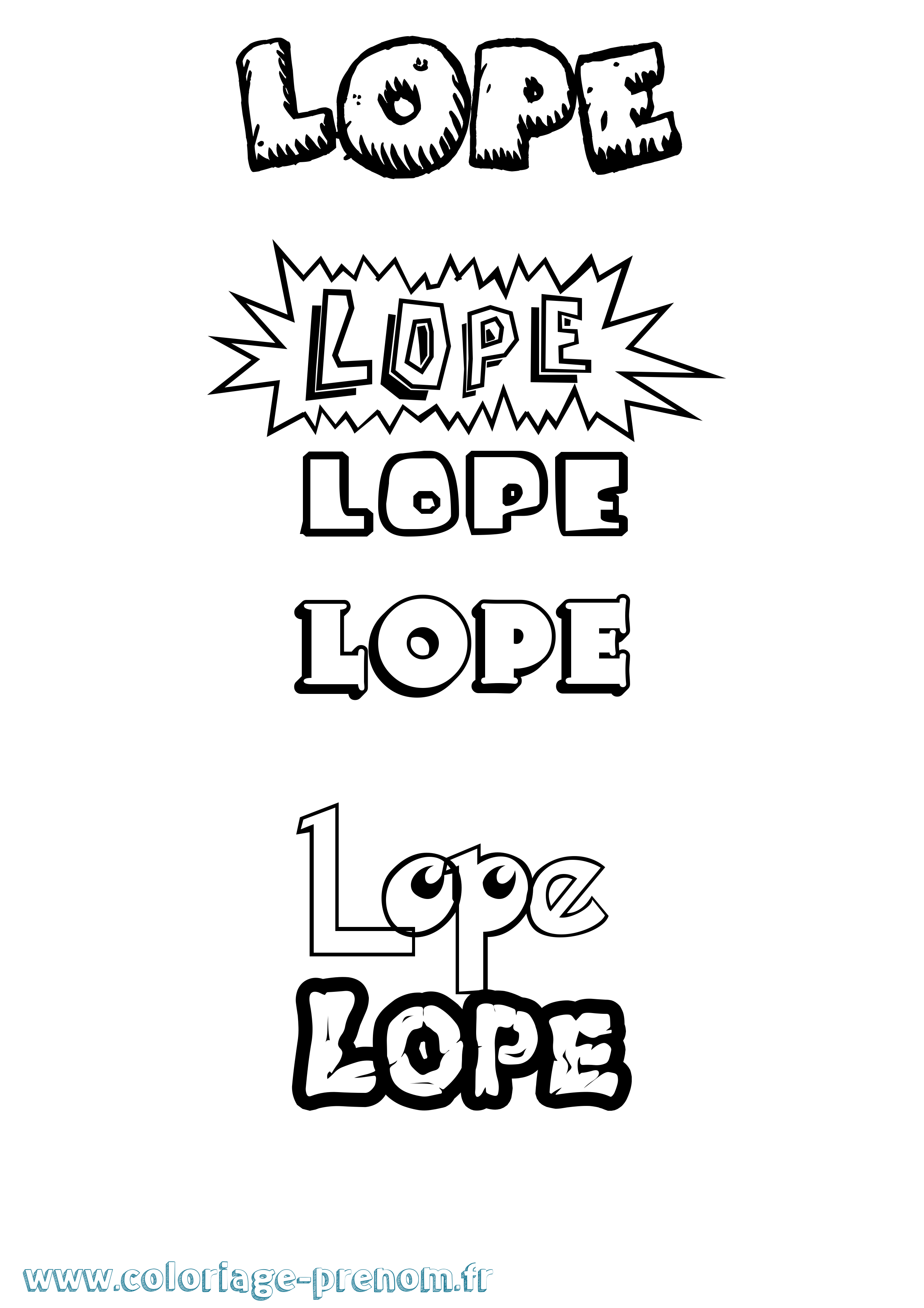 Coloriage Lope Dessin Animé Coloriage prénom Lope Dessin Animé