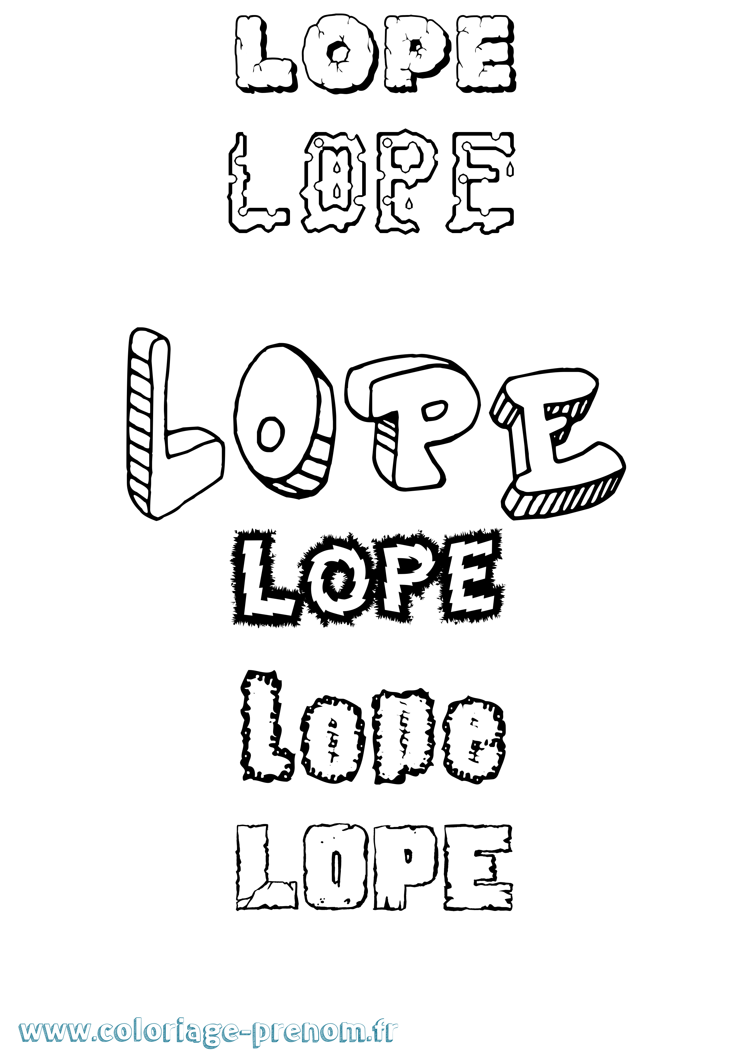 Coloriage Lope Destructuré Coloriage prénom Lope Destructuré