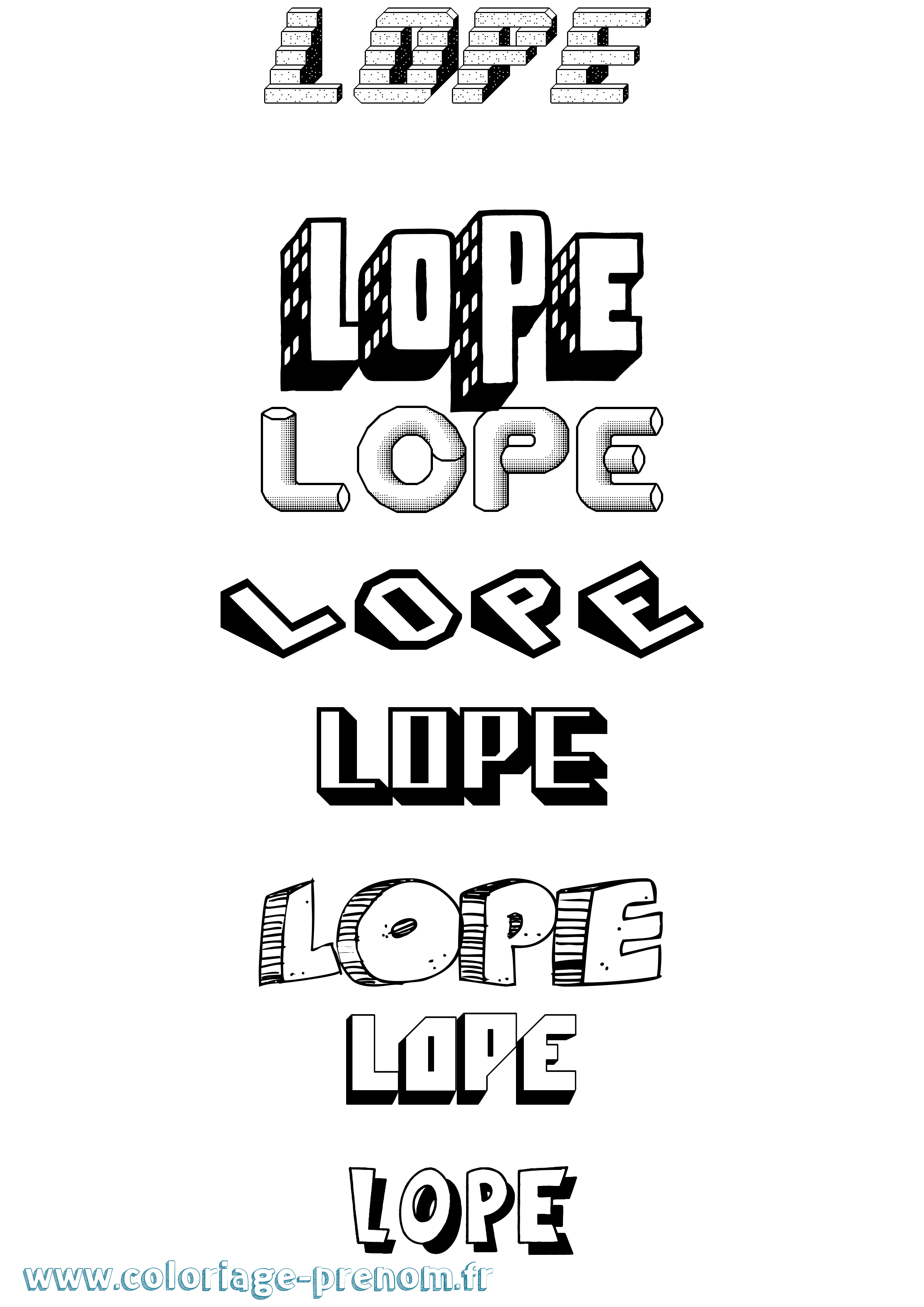 Coloriage Lope Effet 3D Coloriage prénom Lope Effet 3D