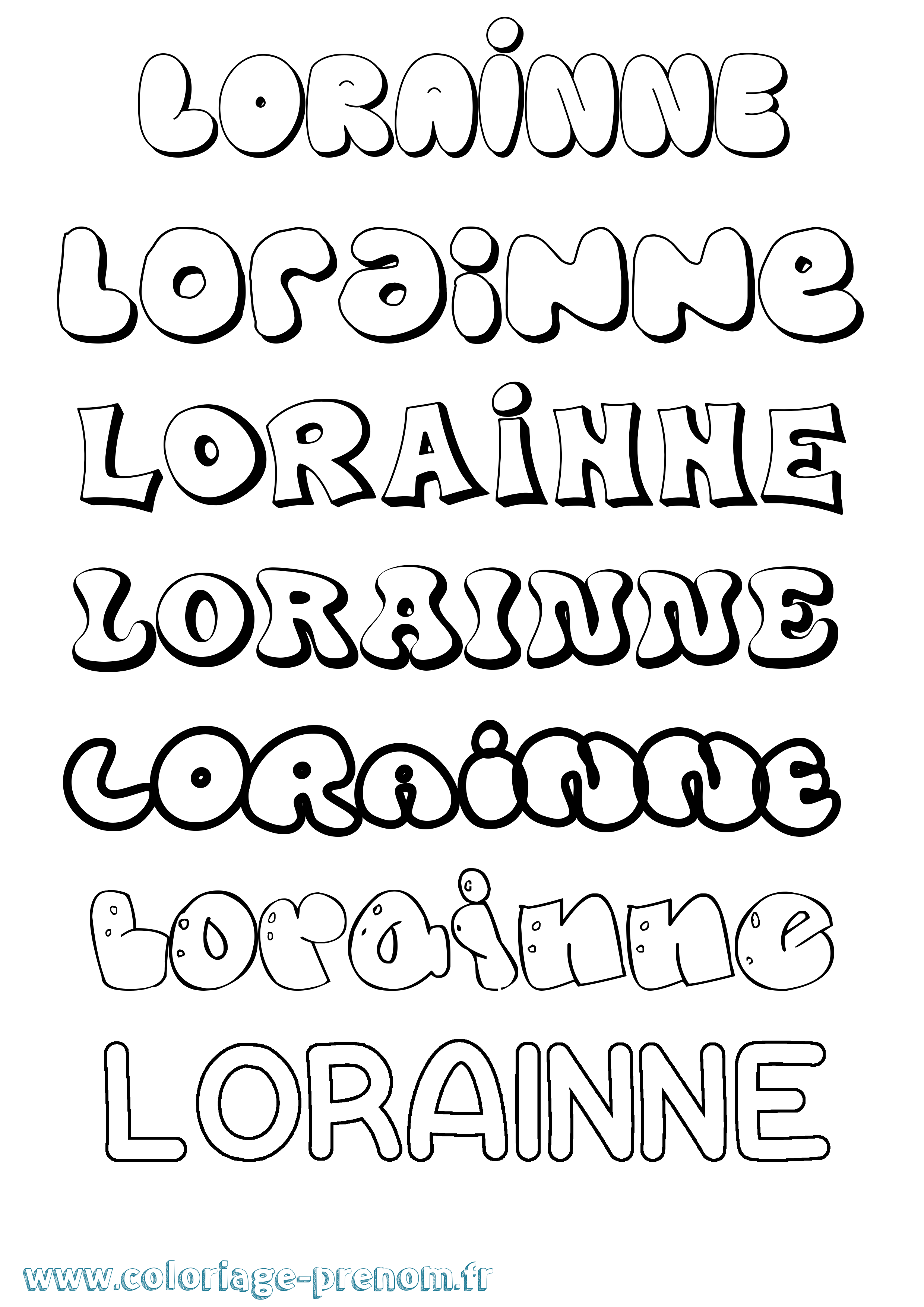 Coloriage Lorainne Bubble Coloriage prénom Lorainne Bubble
