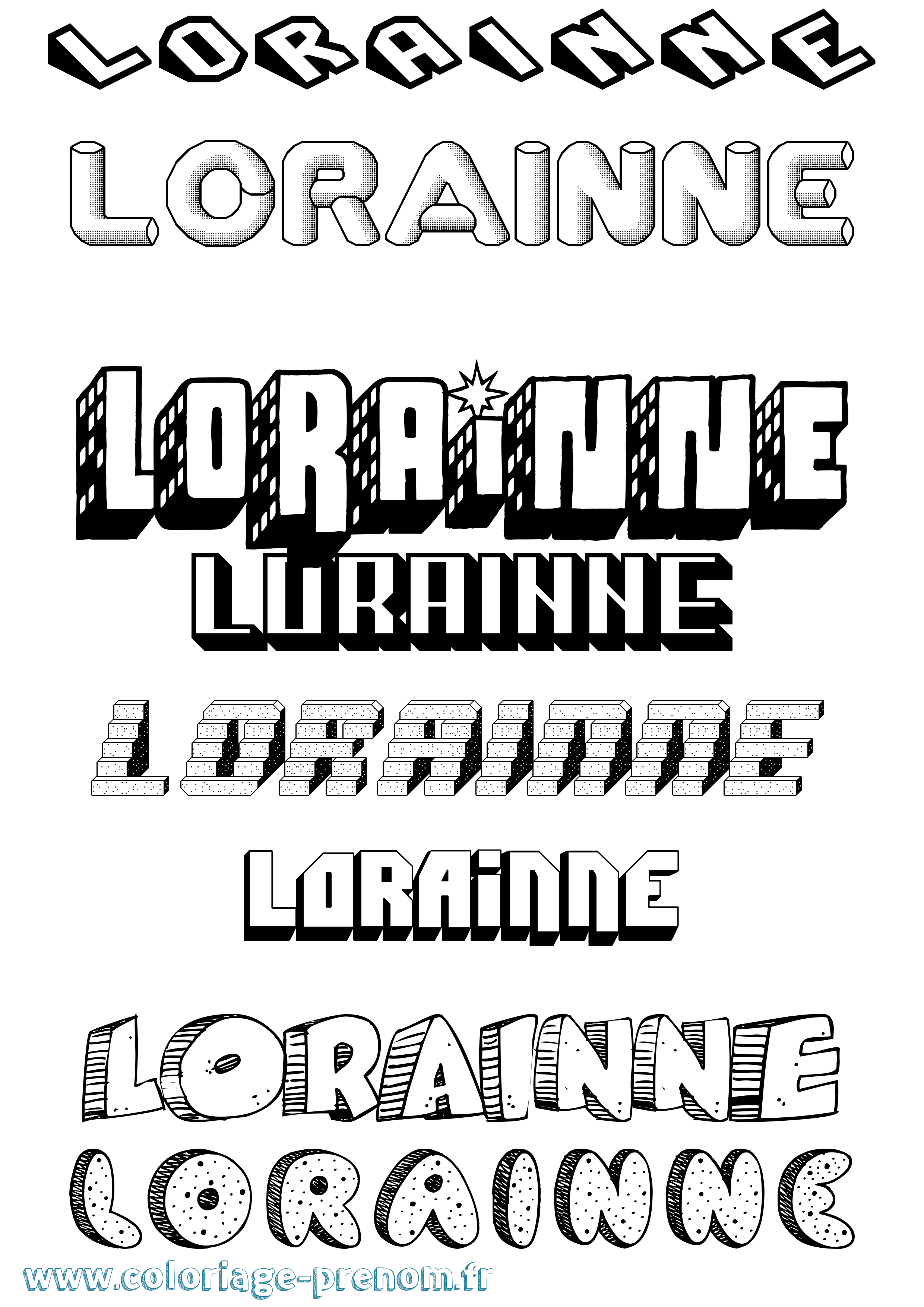 Coloriage Lorainne Effet 3D Coloriage prénom Lorainne Effet 3D