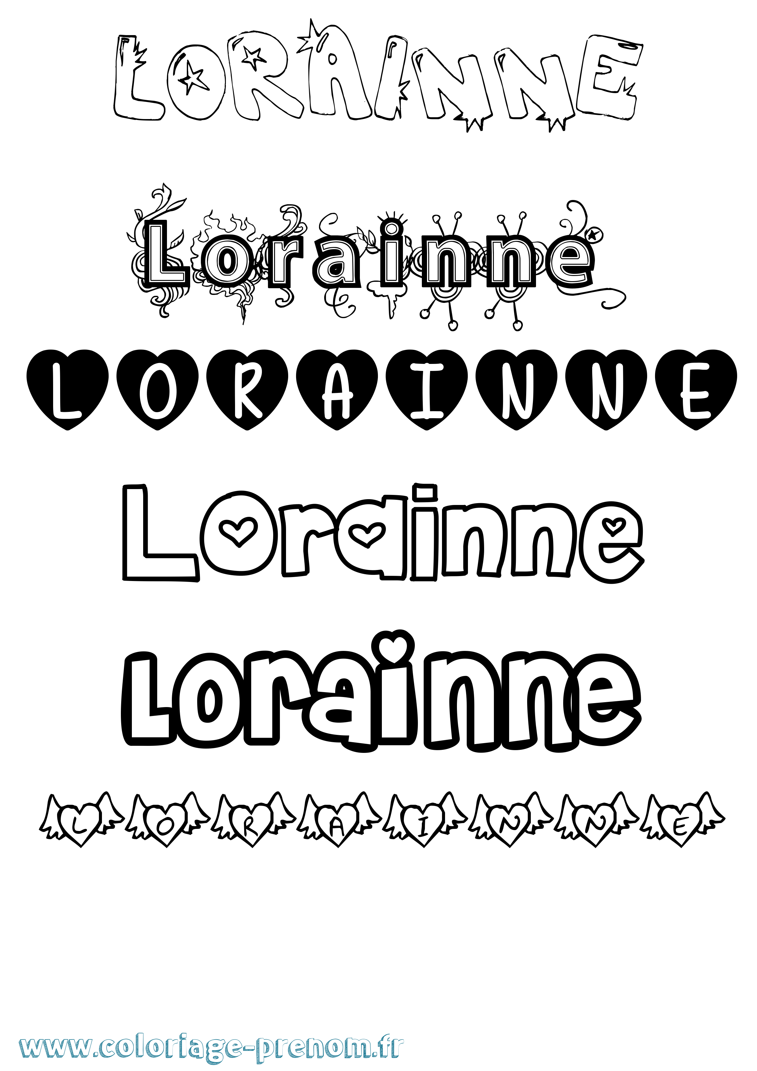 Coloriage Lorainne Girly Coloriage prénom Lorainne Girly