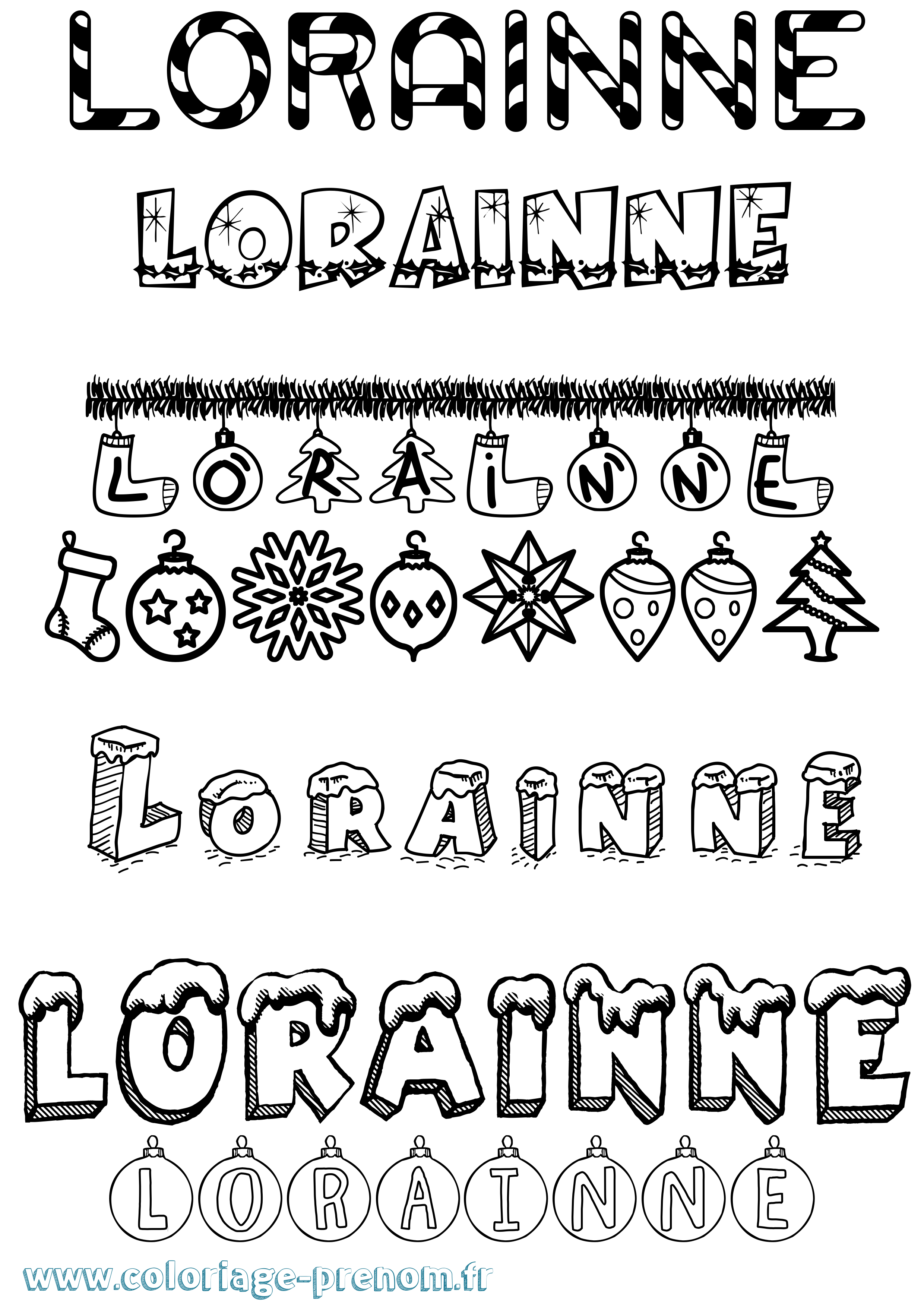 Coloriage Lorainne Noël Coloriage prénom Lorainne Noël