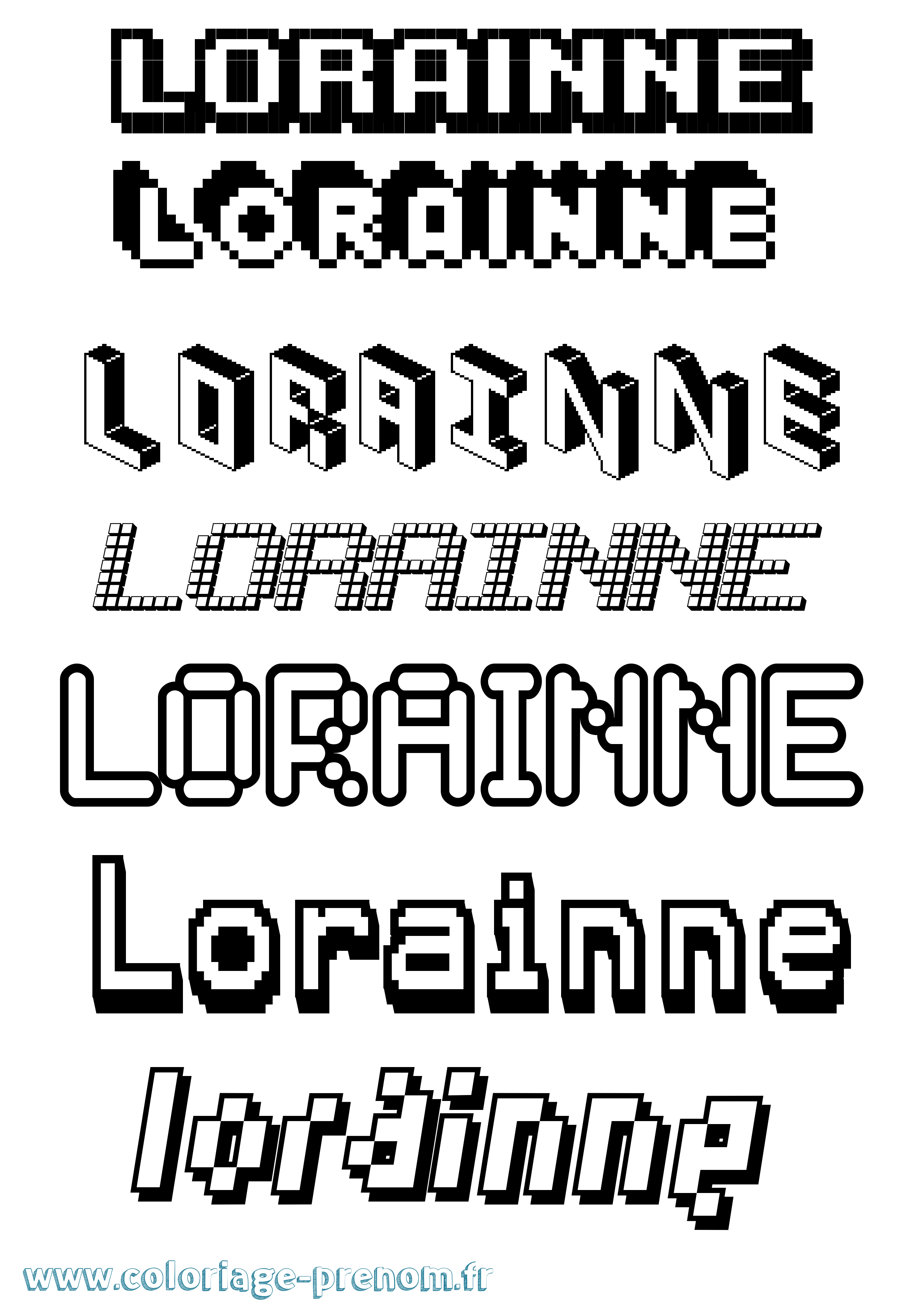 Coloriage Lorainne Pixel Coloriage prénom Lorainne Pixel