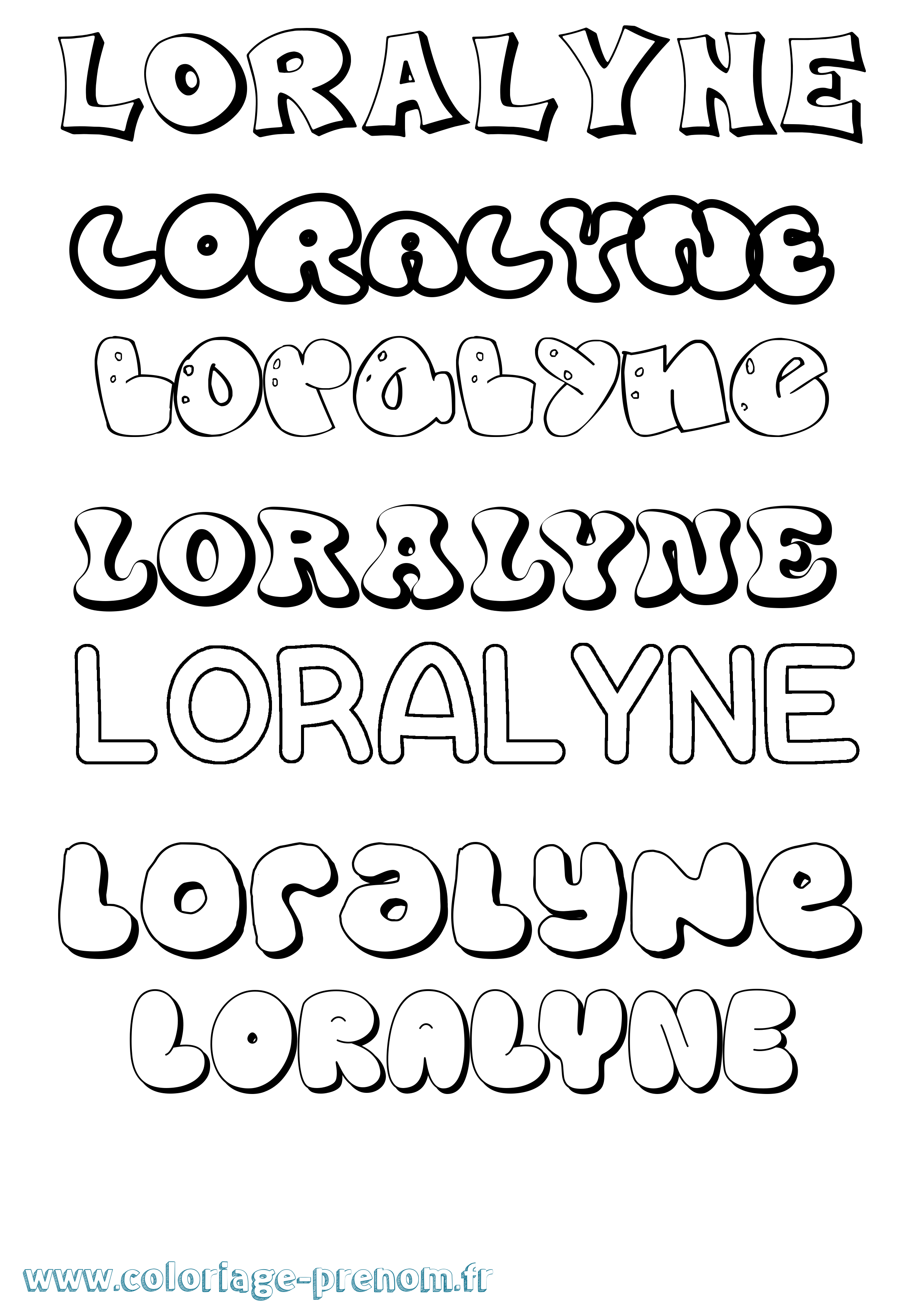 Coloriage Loralyne Bubble Coloriage prénom Loralyne Bubble