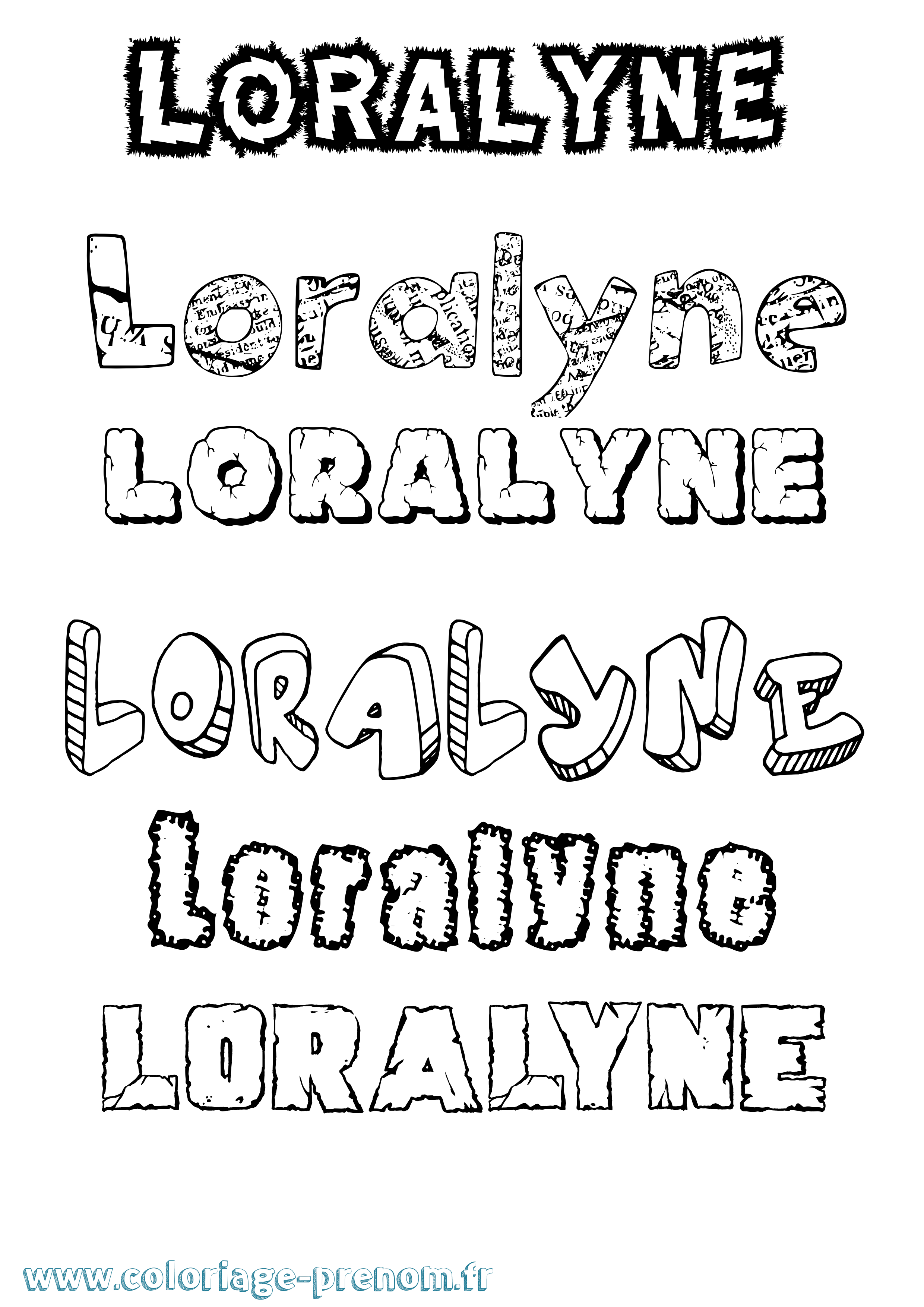 Coloriage Loralyne Destructuré Coloriage prénom Loralyne Destructuré