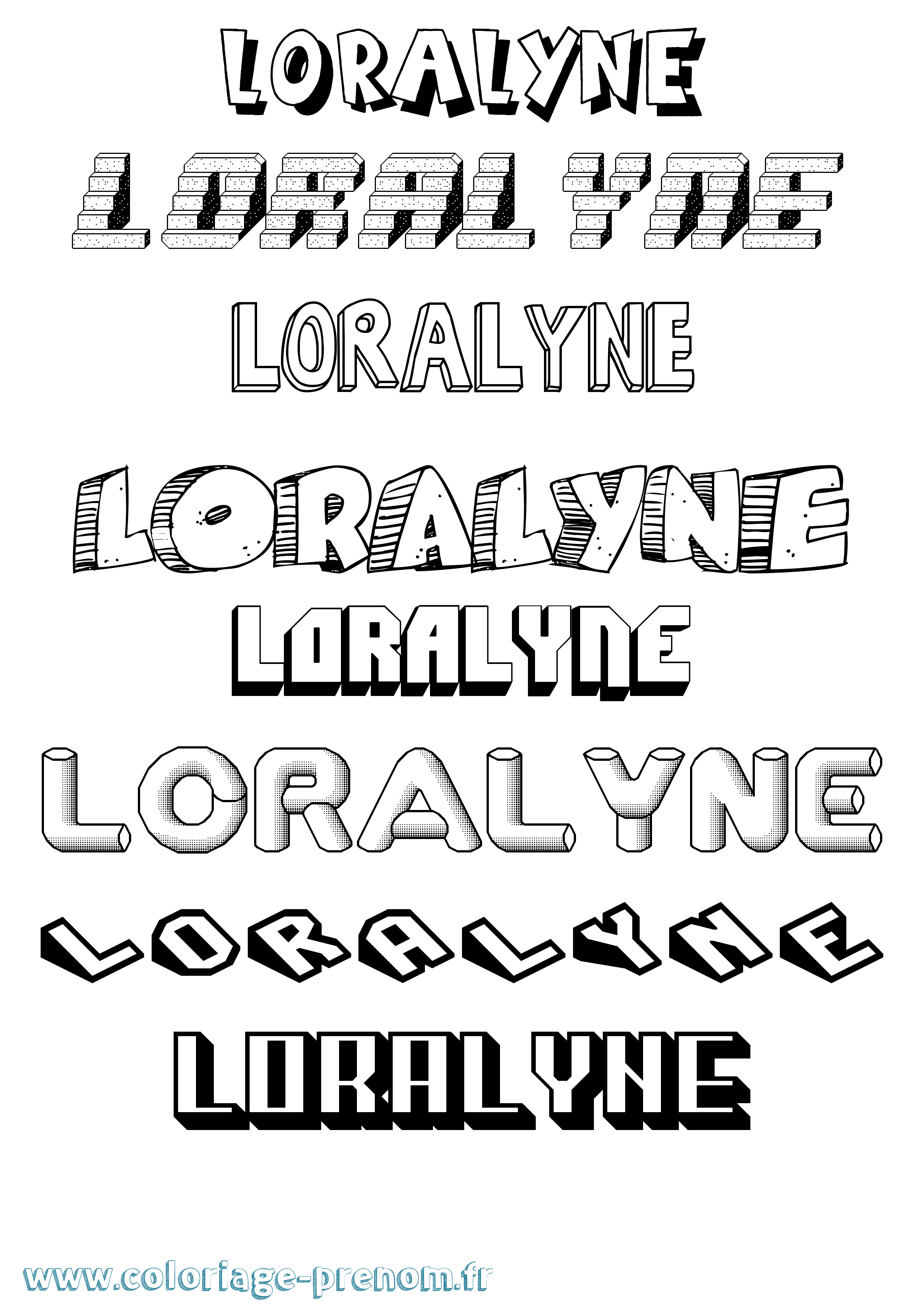 Coloriage Loralyne Effet 3D Coloriage prénom Loralyne Effet 3D