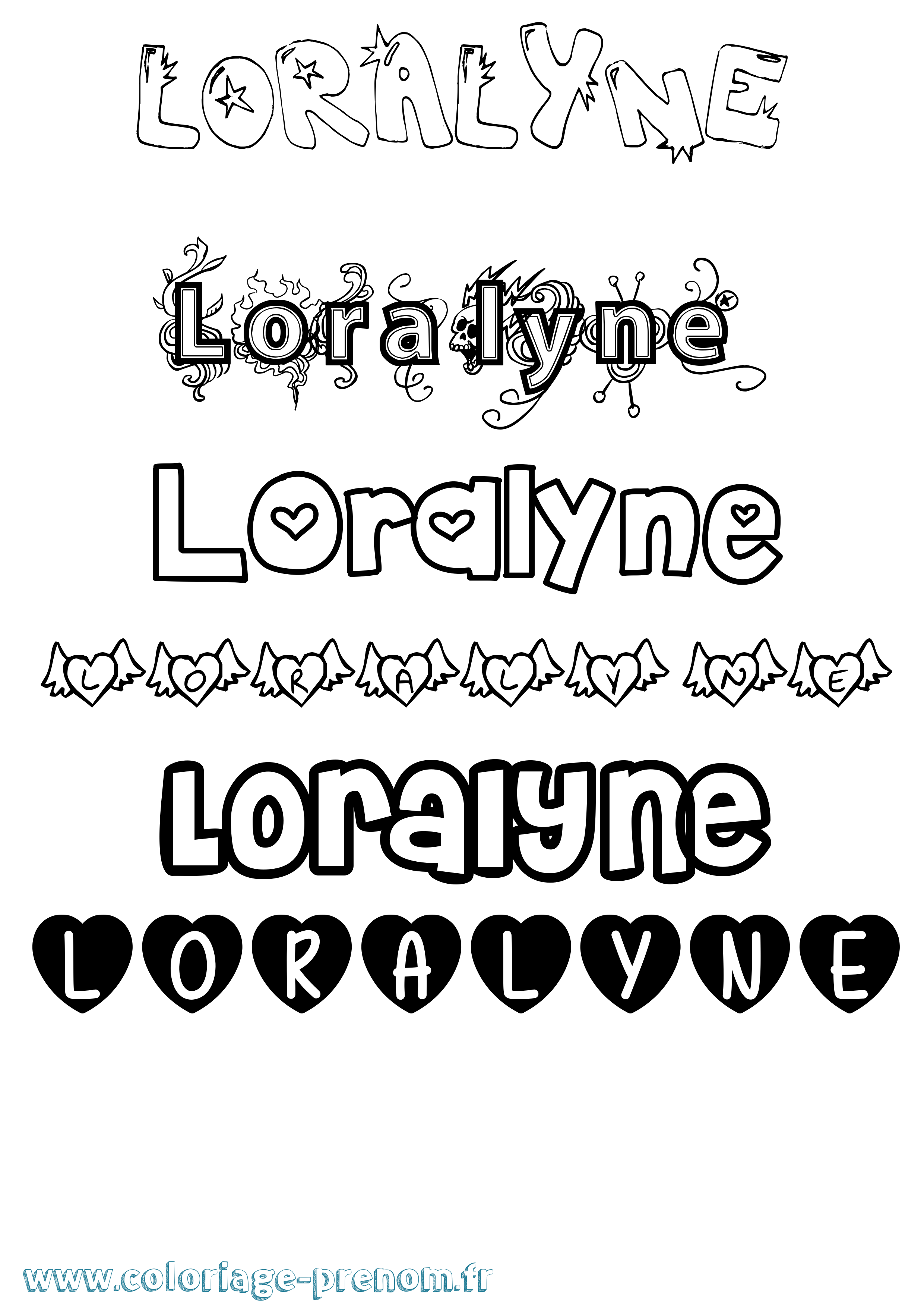 Coloriage Loralyne Girly Coloriage prénom Loralyne Girly