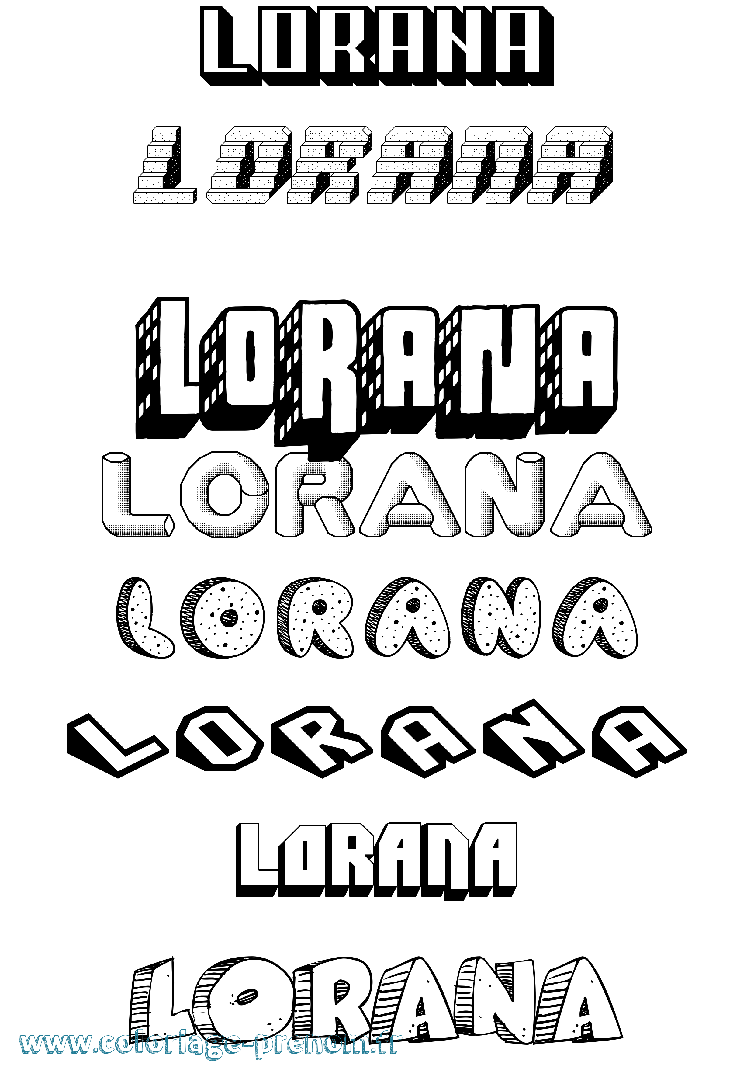 Coloriage Lorana Effet 3D Coloriage prénom Lorana Effet 3D