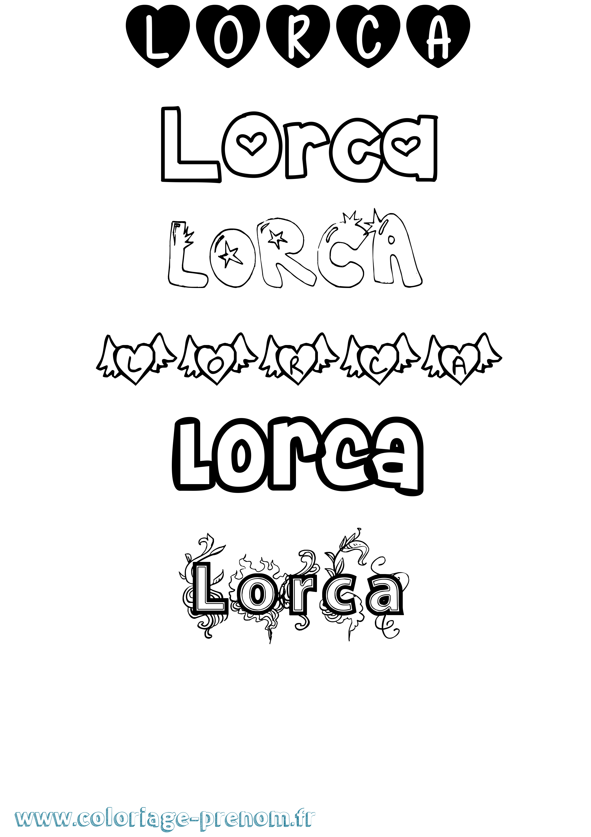 Coloriage Lorca Girly Coloriage prénom Lorca Girly