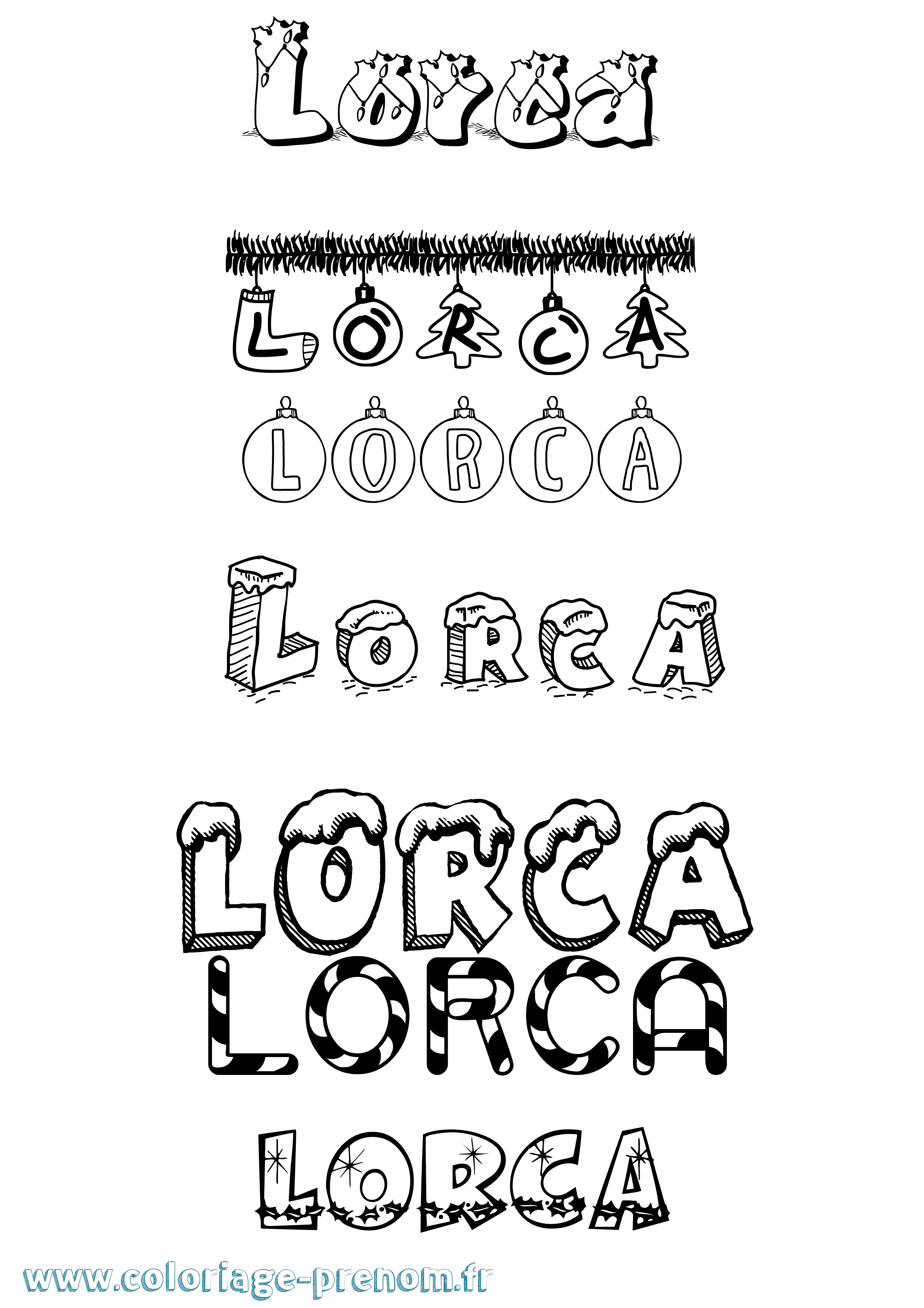 Coloriage Lorca Noël Coloriage prénom Lorca Noël