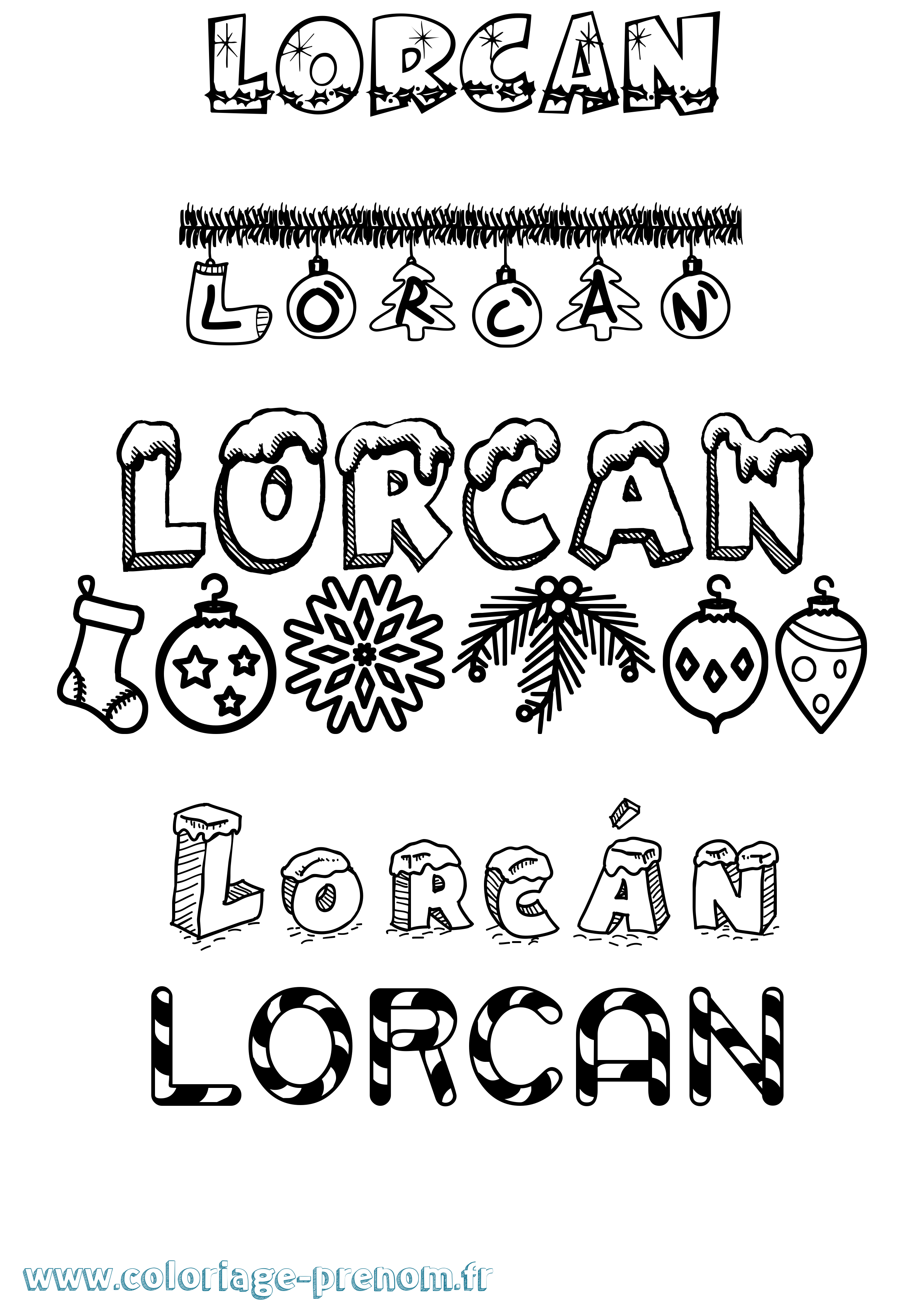 Coloriage Lorcán Noël Coloriage prénom Lorcán Noël