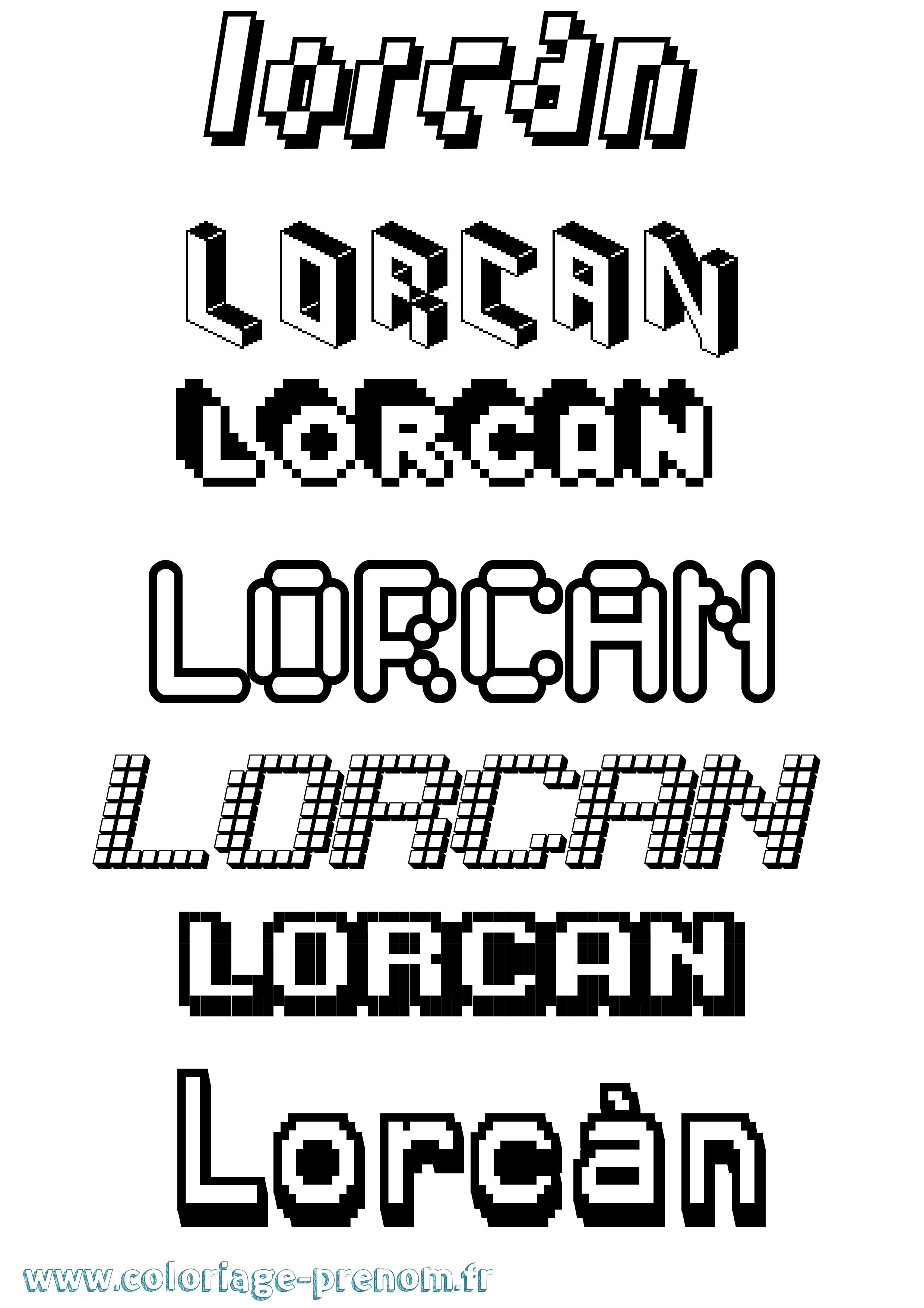 Coloriage Lorcán Pixel Coloriage prénom Lorcán Pixel