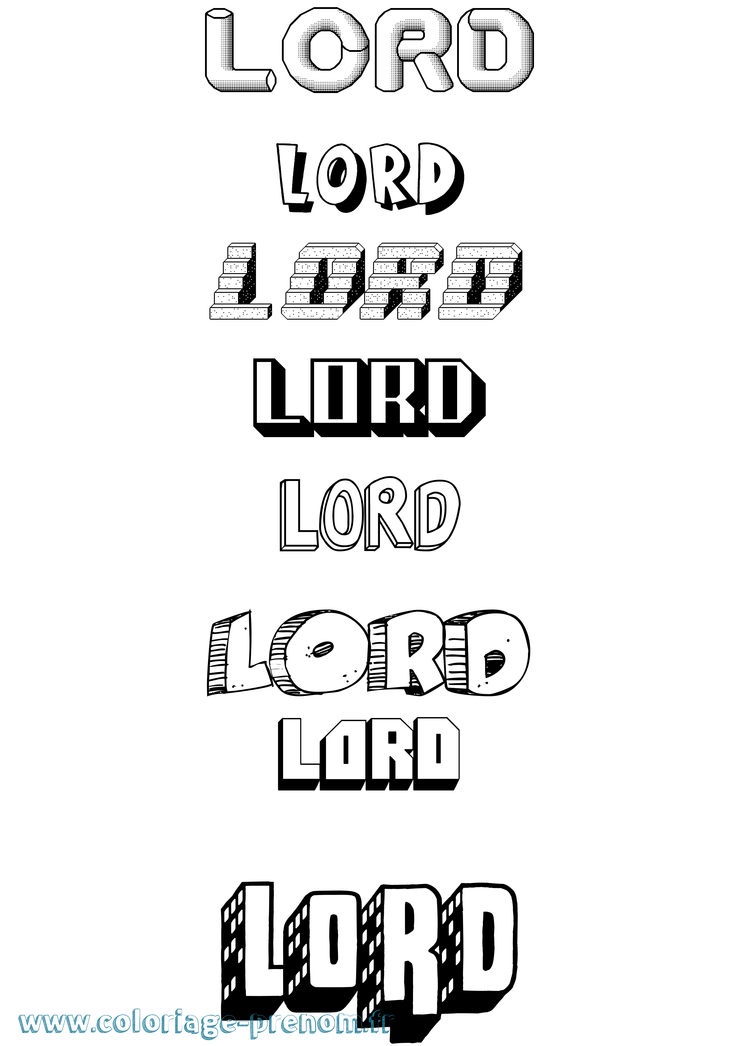 Coloriage Lord Effet 3D Coloriage prénom Lord Effet 3D