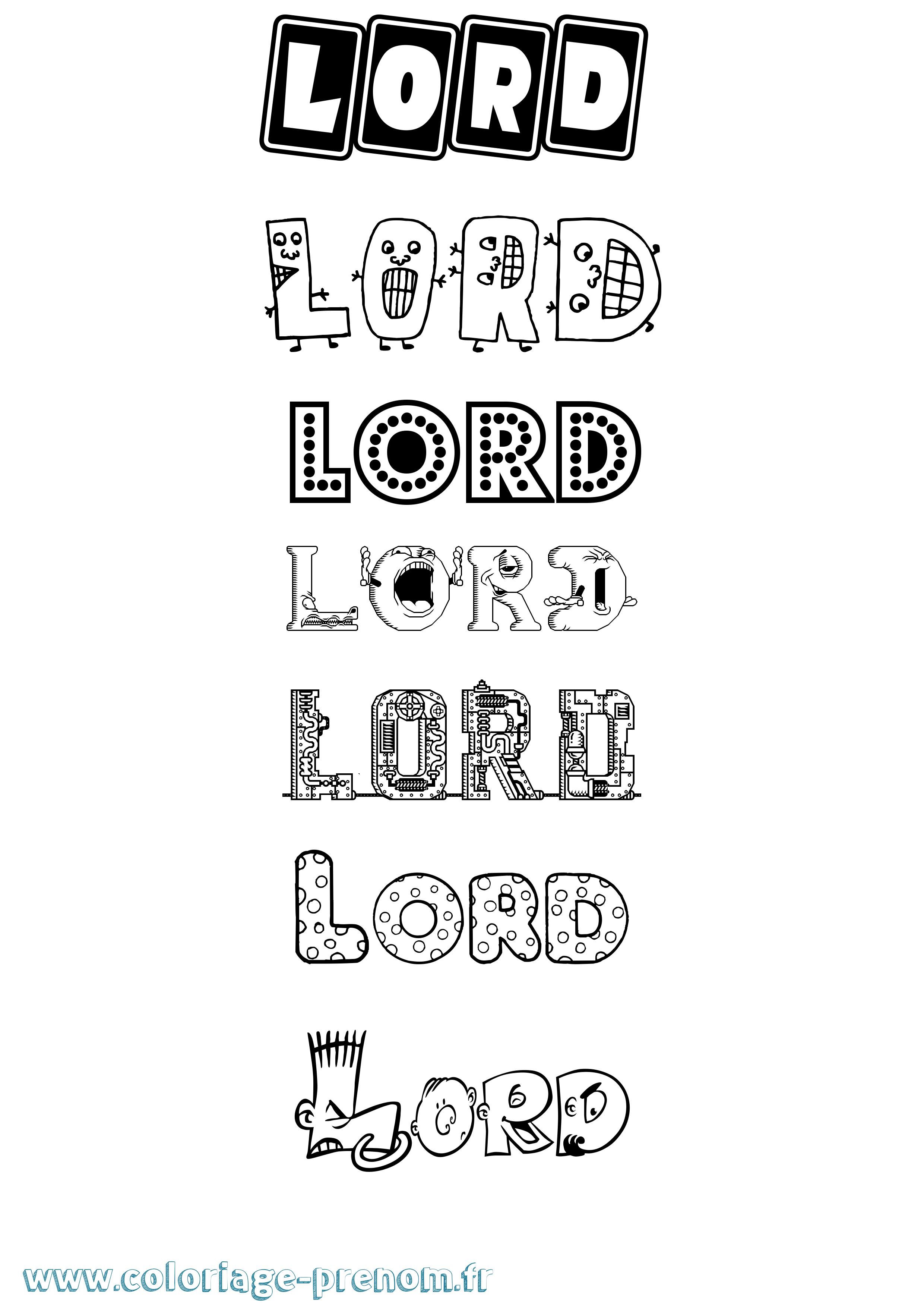 Coloriage Lord Fun Coloriage prénom Lord Fun