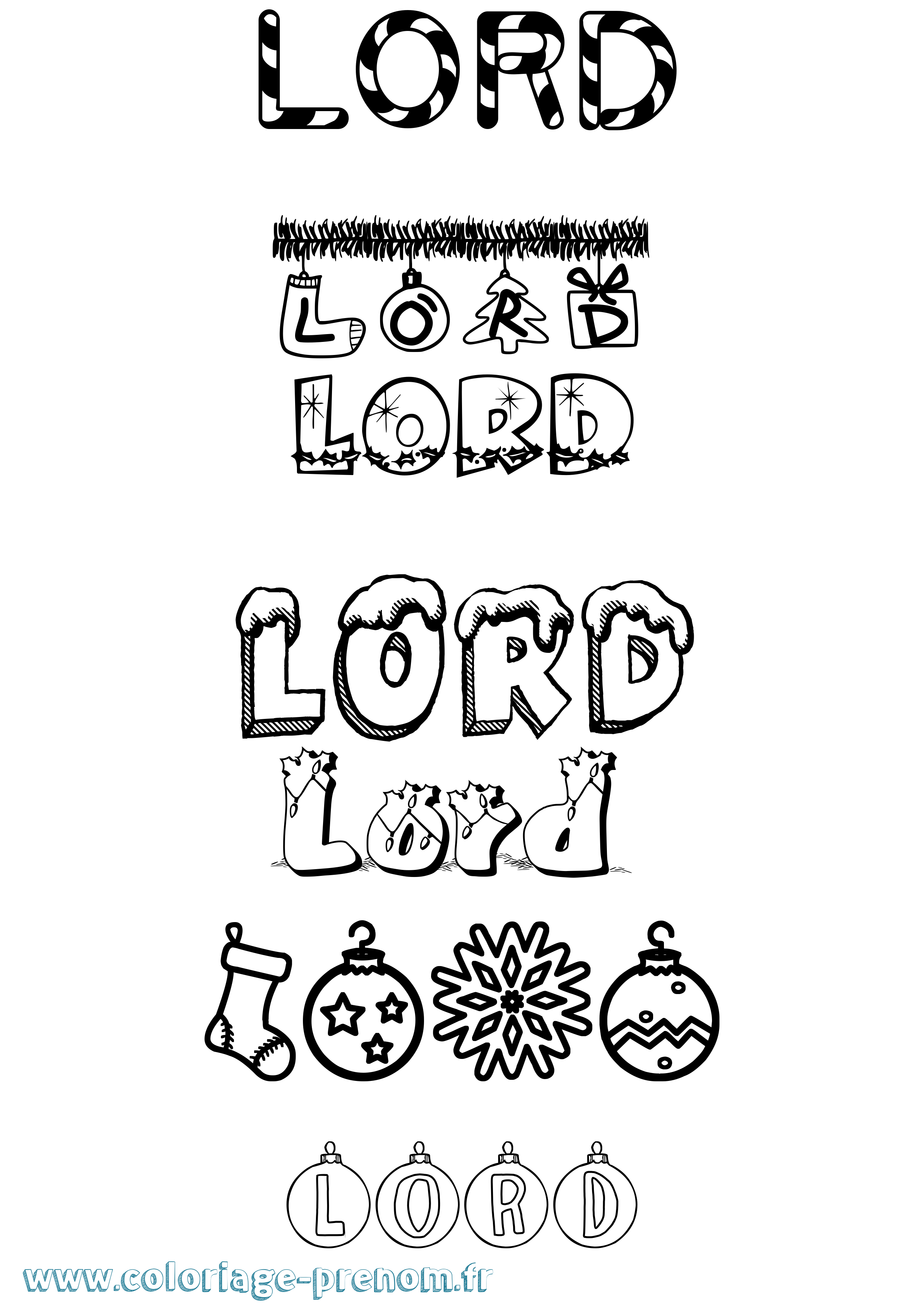 Coloriage Lord Noël Coloriage prénom Lord Noël