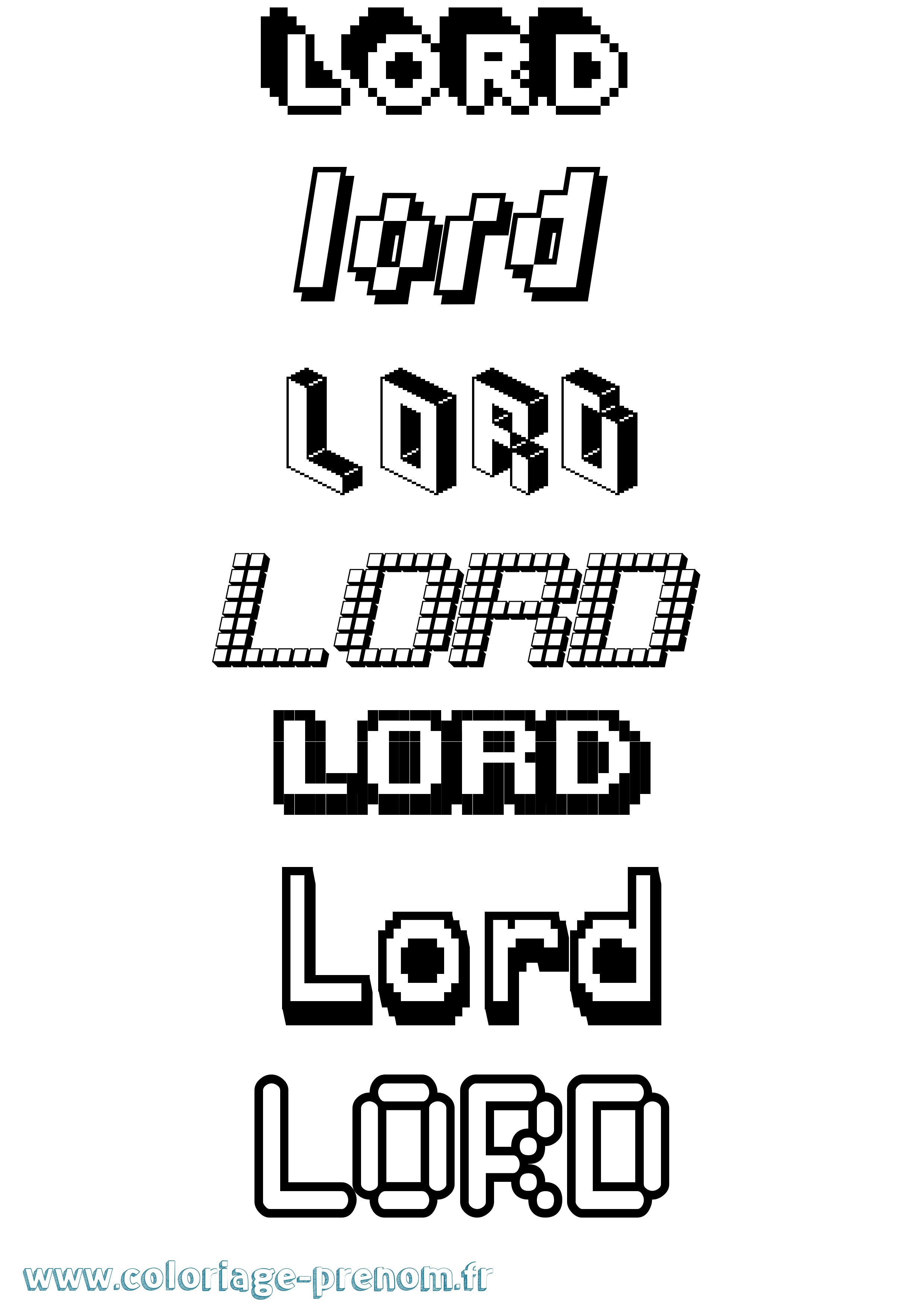 Coloriage Lord Pixel Coloriage prénom Lord Pixel