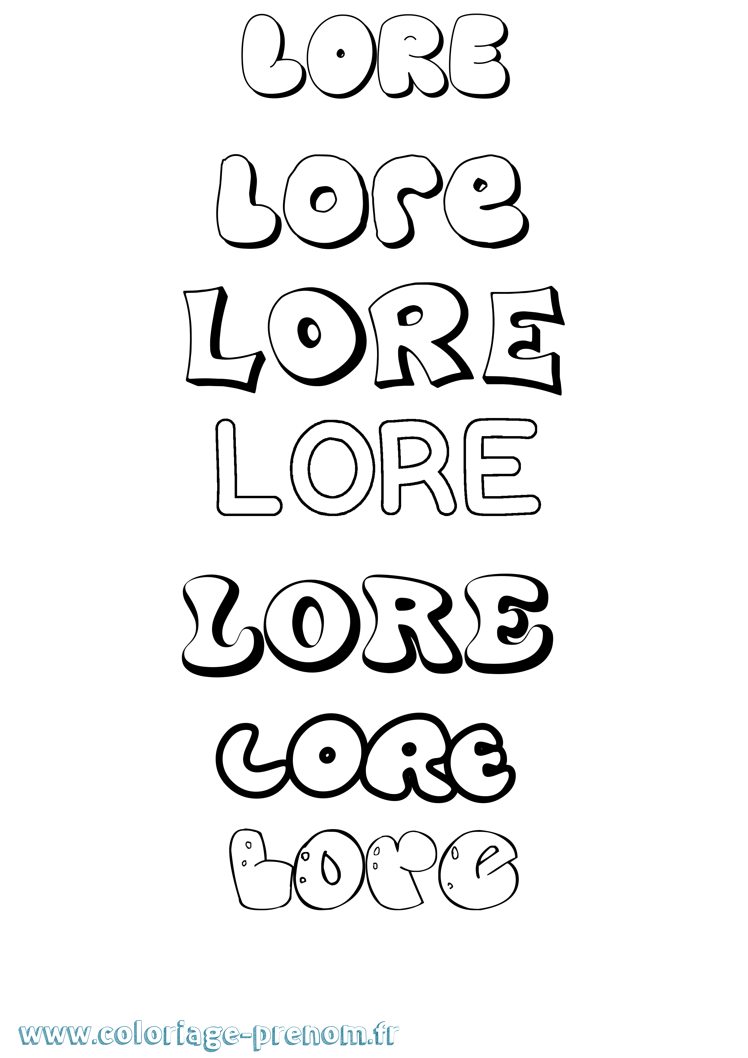 Coloriage Lore Bubble Coloriage prénom Lore Bubble