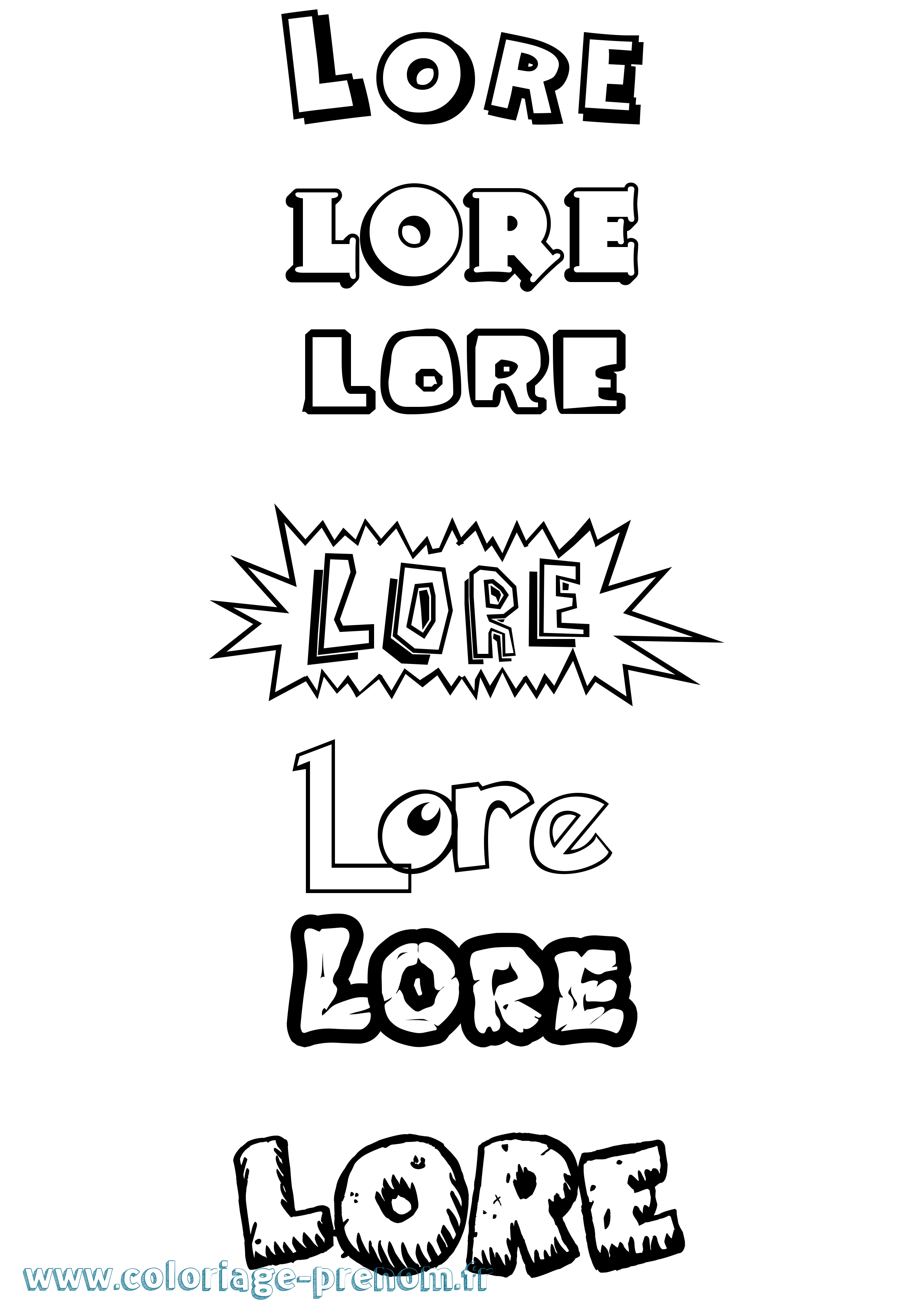 Coloriage Lore Dessin Animé Coloriage prénom Lore Dessin Animé