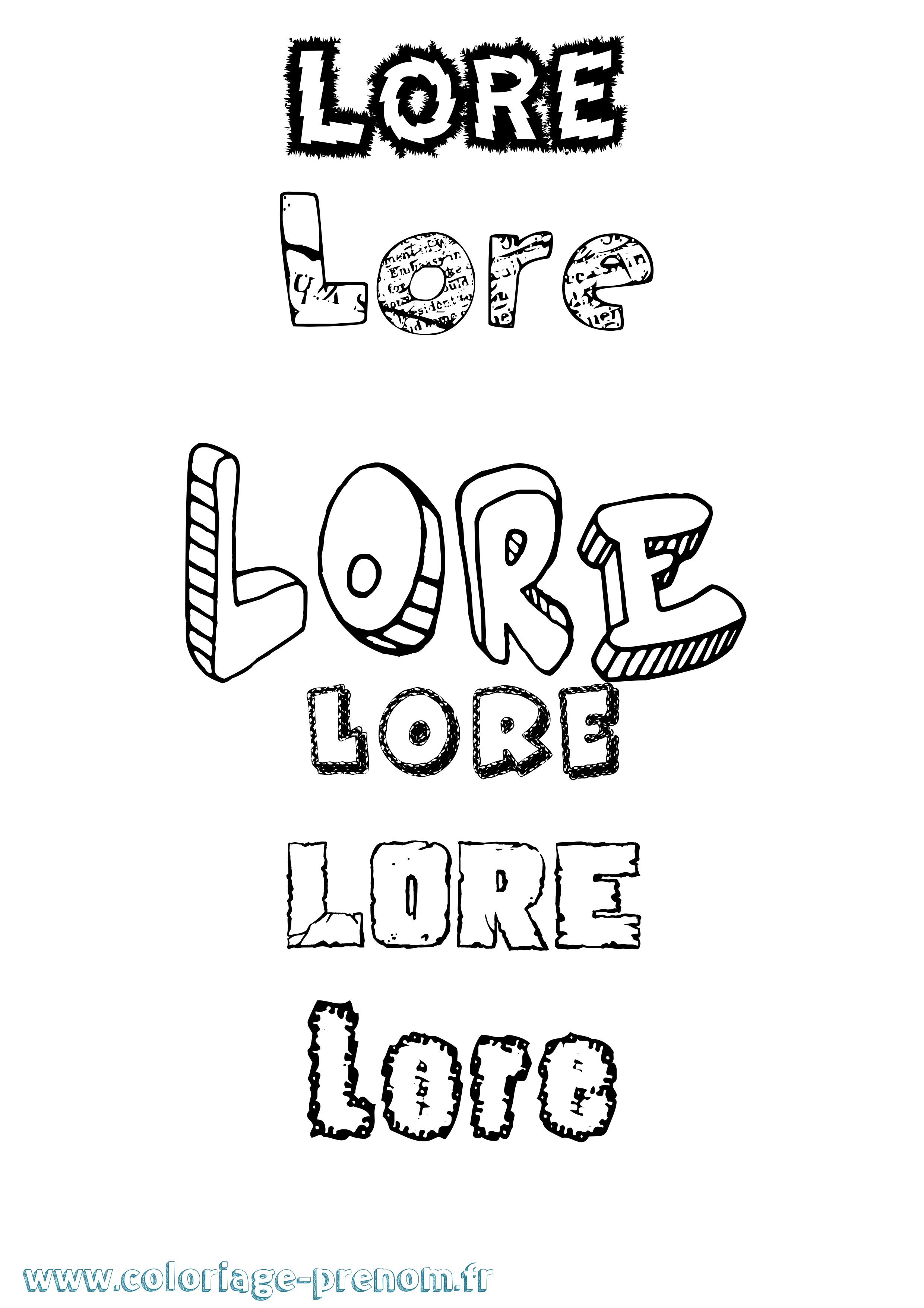 Coloriage Lore Destructuré Coloriage prénom Lore Destructuré