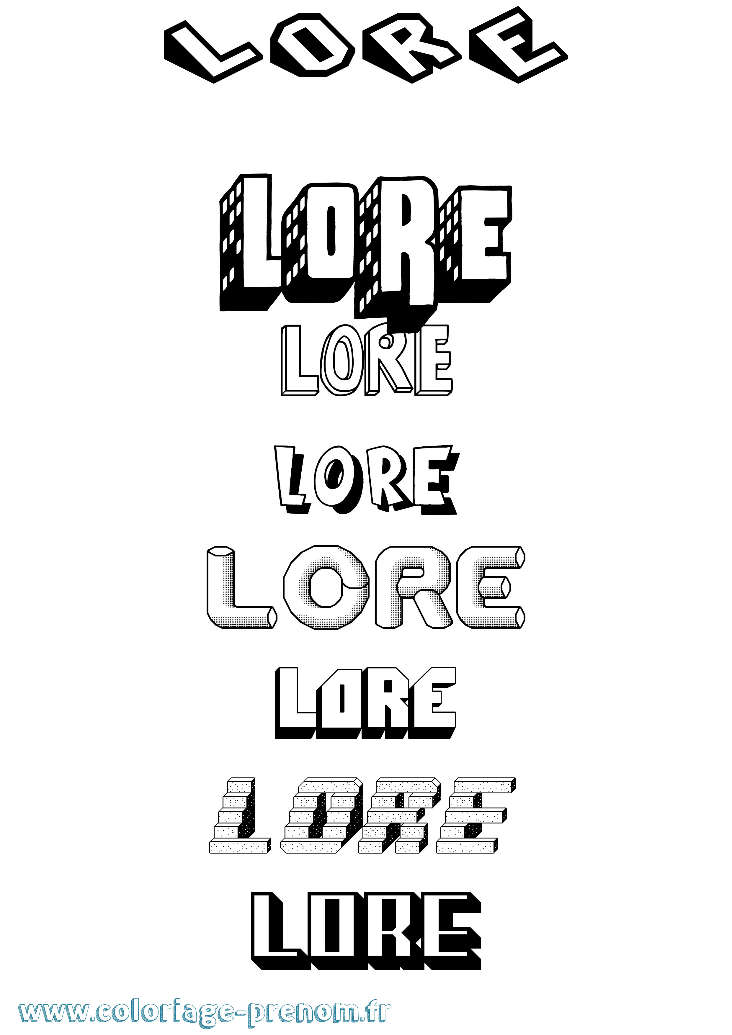 Coloriage Lore Effet 3D Coloriage prénom Lore Effet 3D