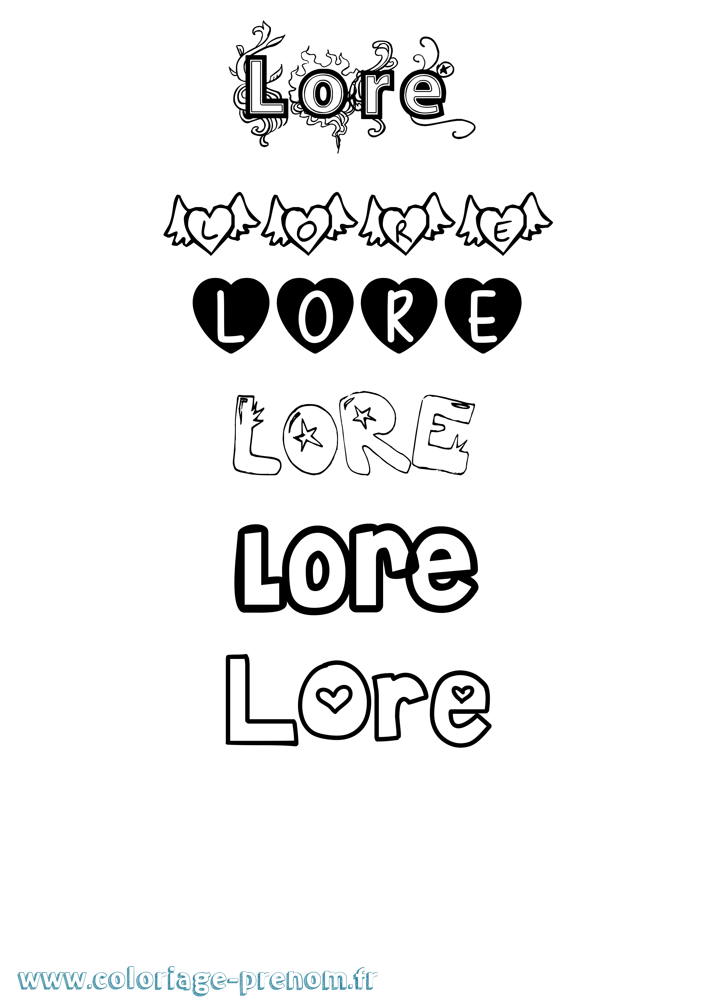 Coloriage Lore Girly Coloriage prénom Lore Girly