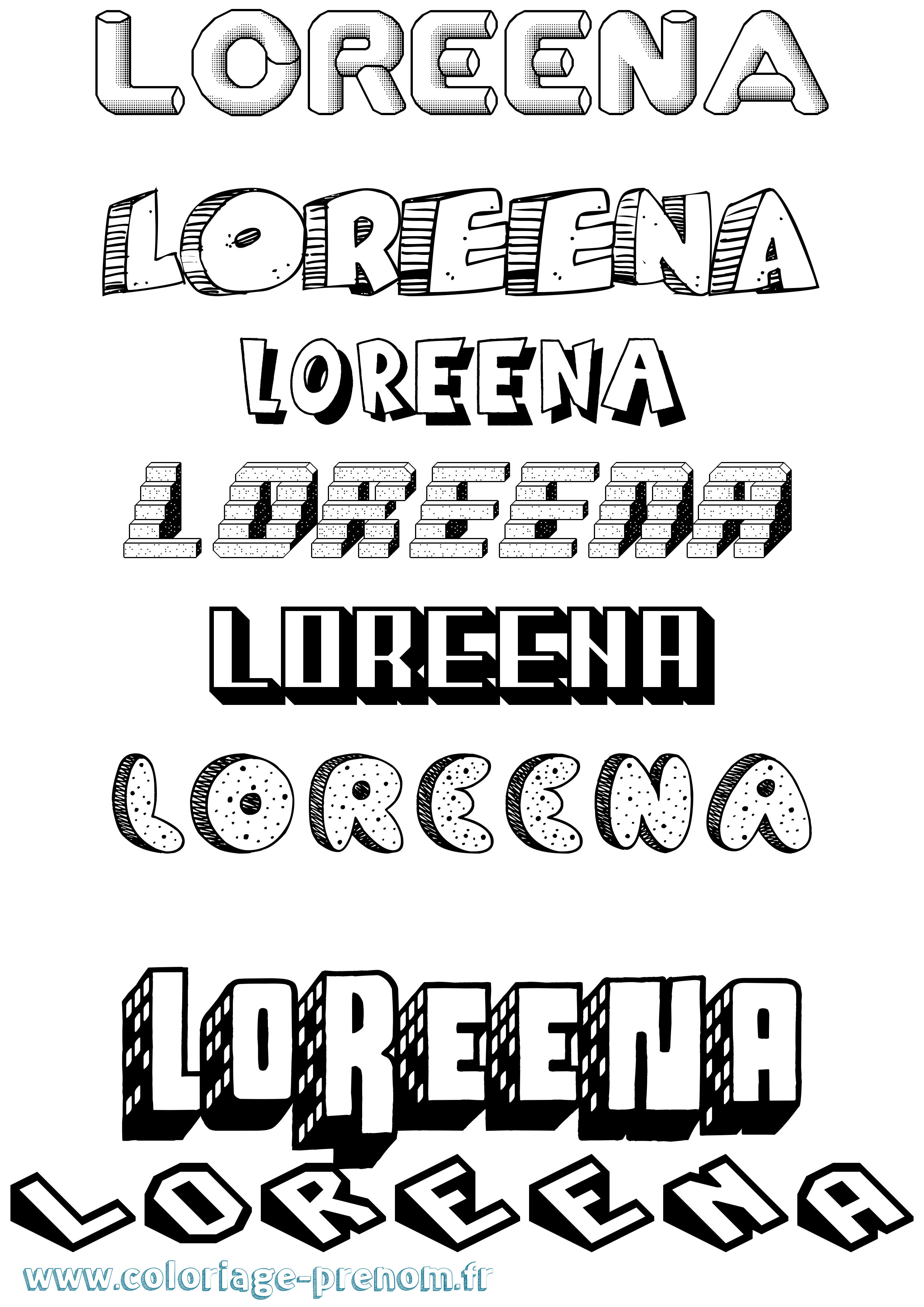 Coloriage Loreena Effet 3D Coloriage prénom Loreena Effet 3D