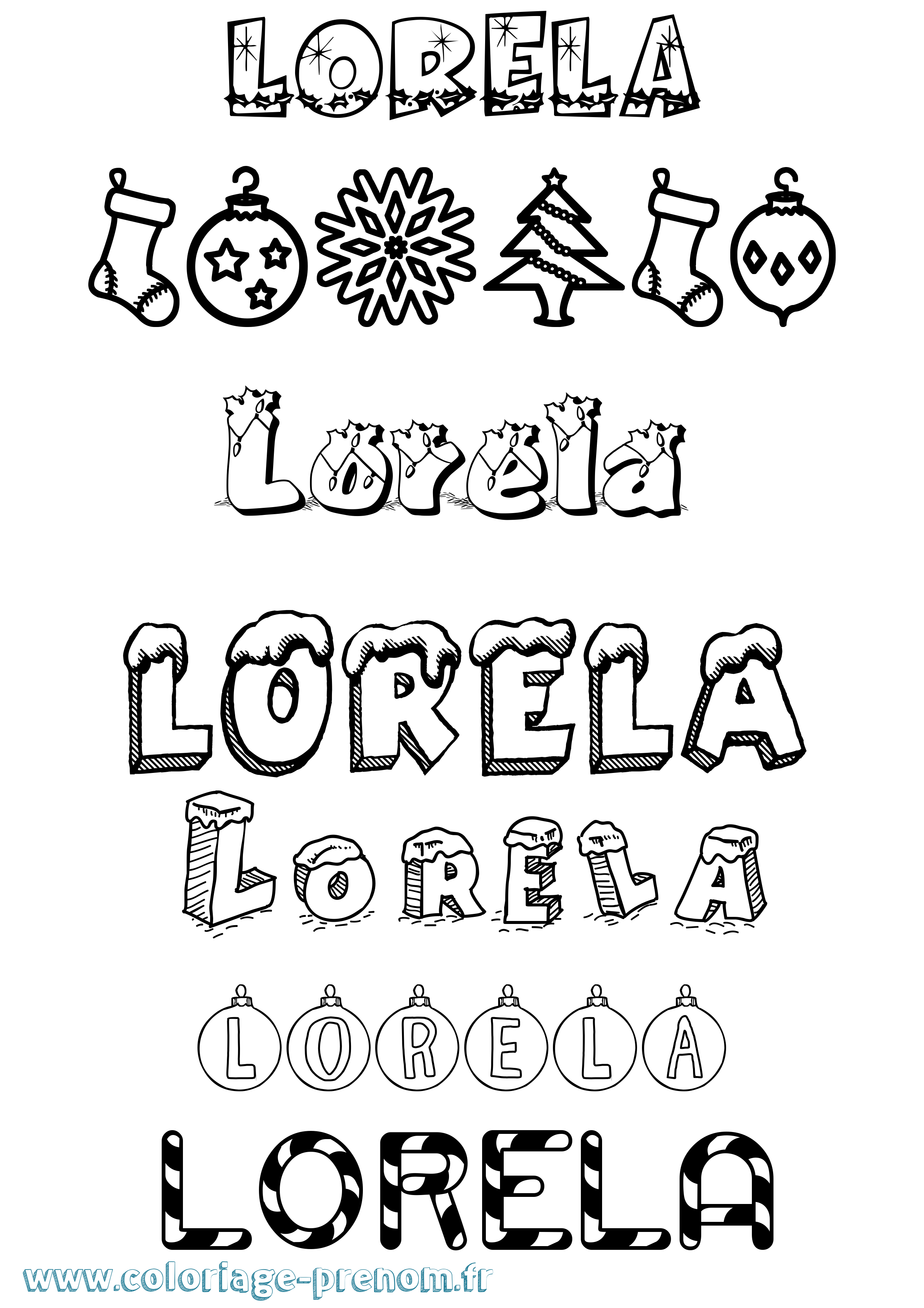 Coloriage Lorela Noël Coloriage prénom Lorela Noël