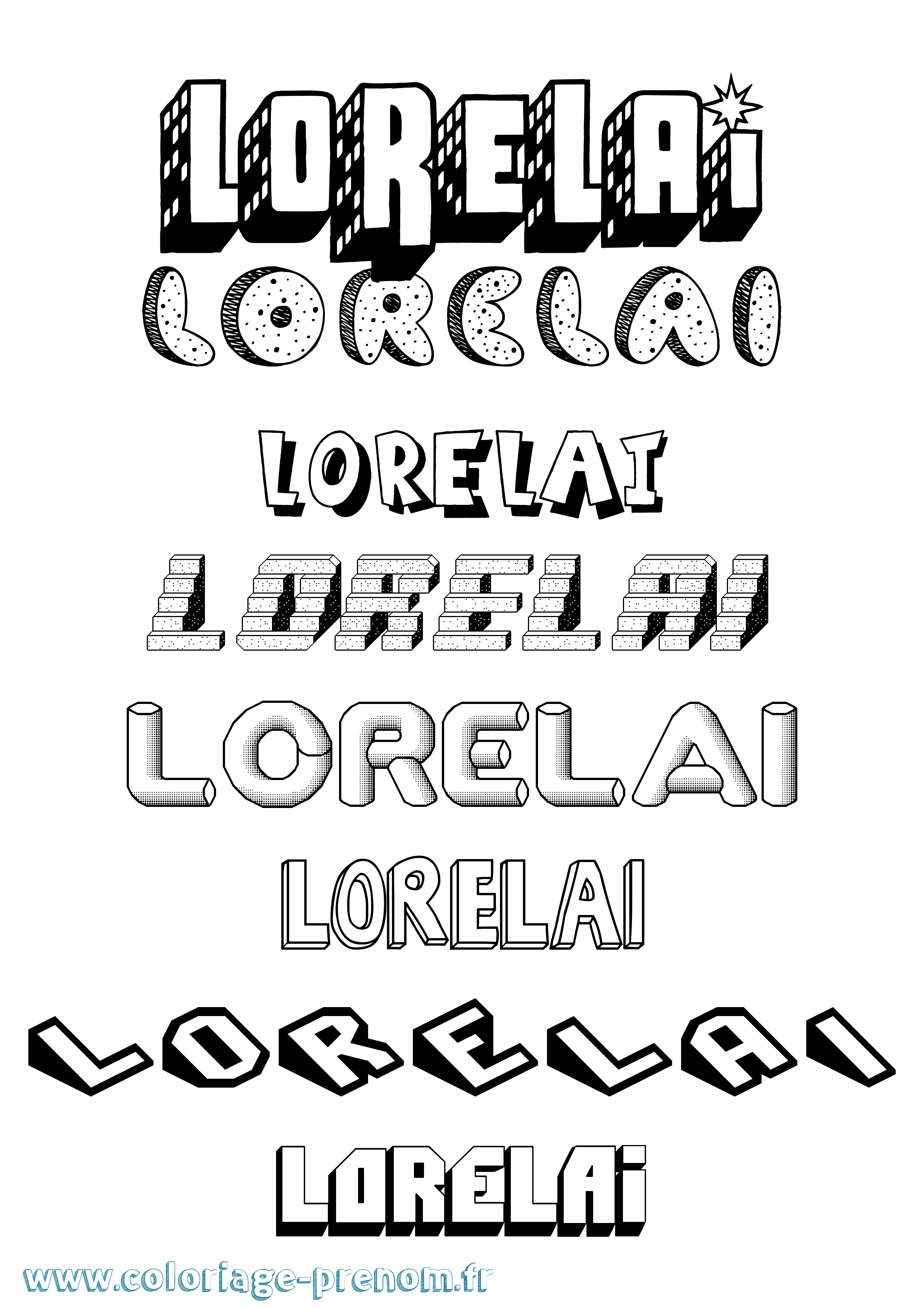 Coloriage Lorelai Effet 3D Coloriage prénom Lorelai Effet 3D
